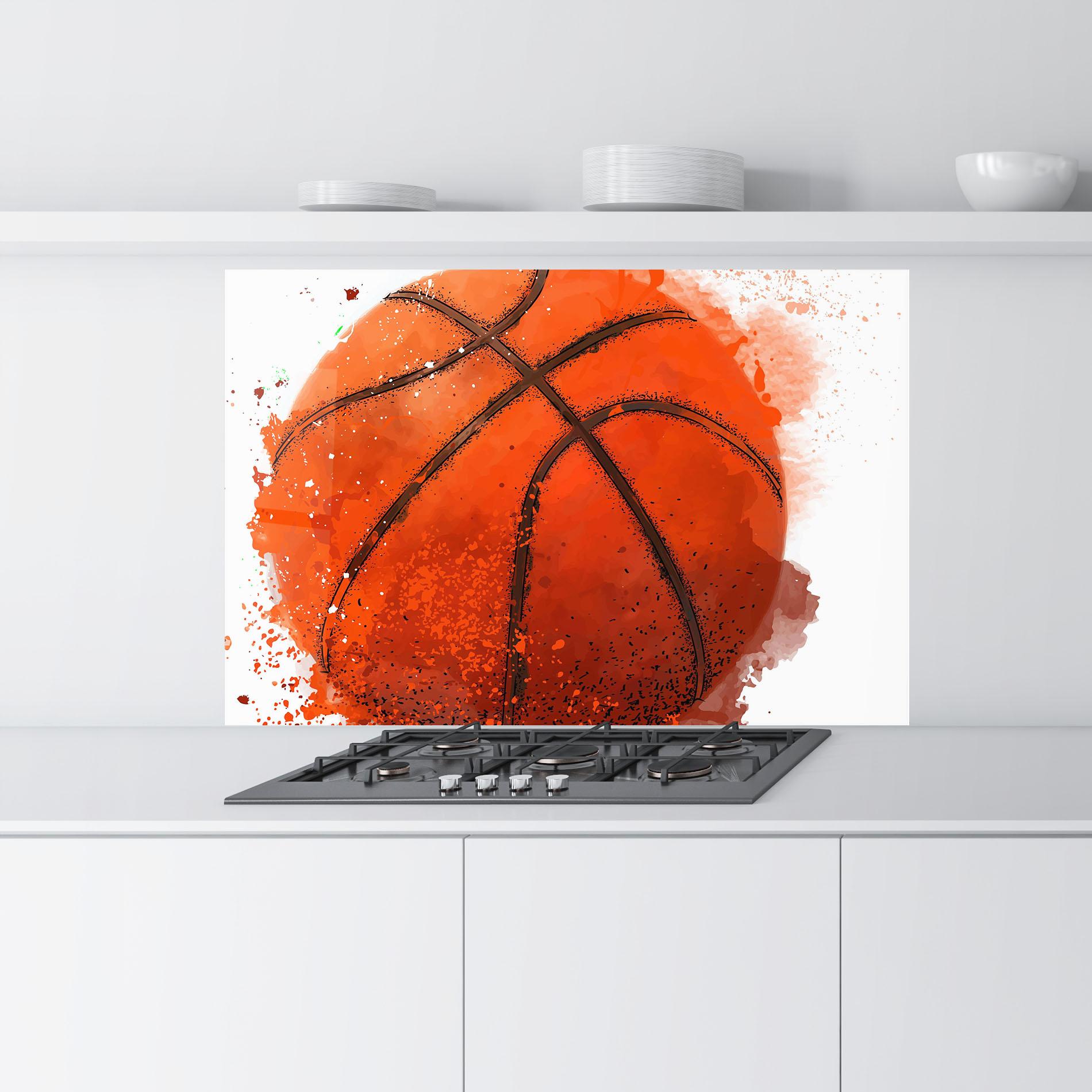 Konyhai üveg hátfal Orange Basket Ball mockup 9