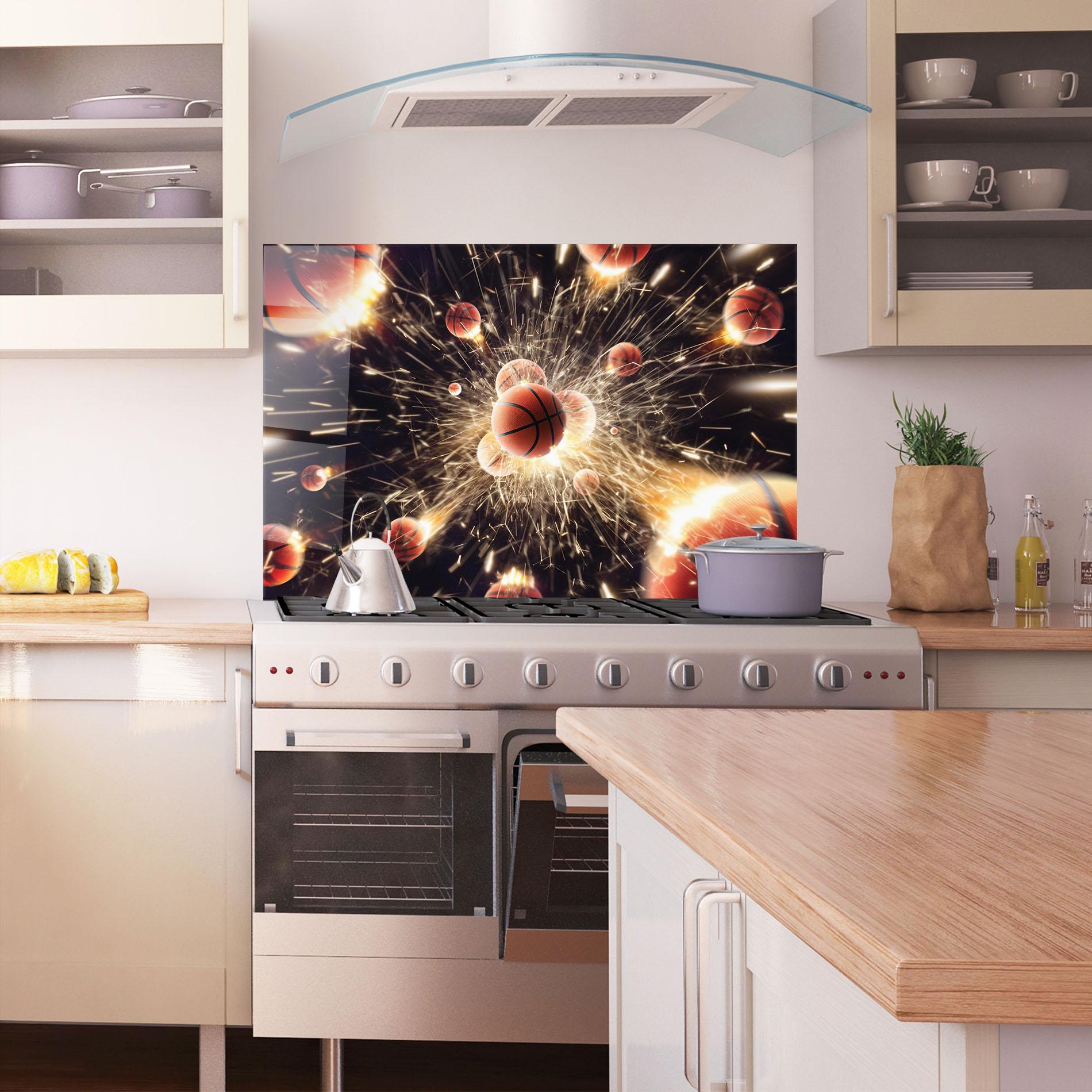 Konyhai üveg hátfal Basketball Explosion mockup 1