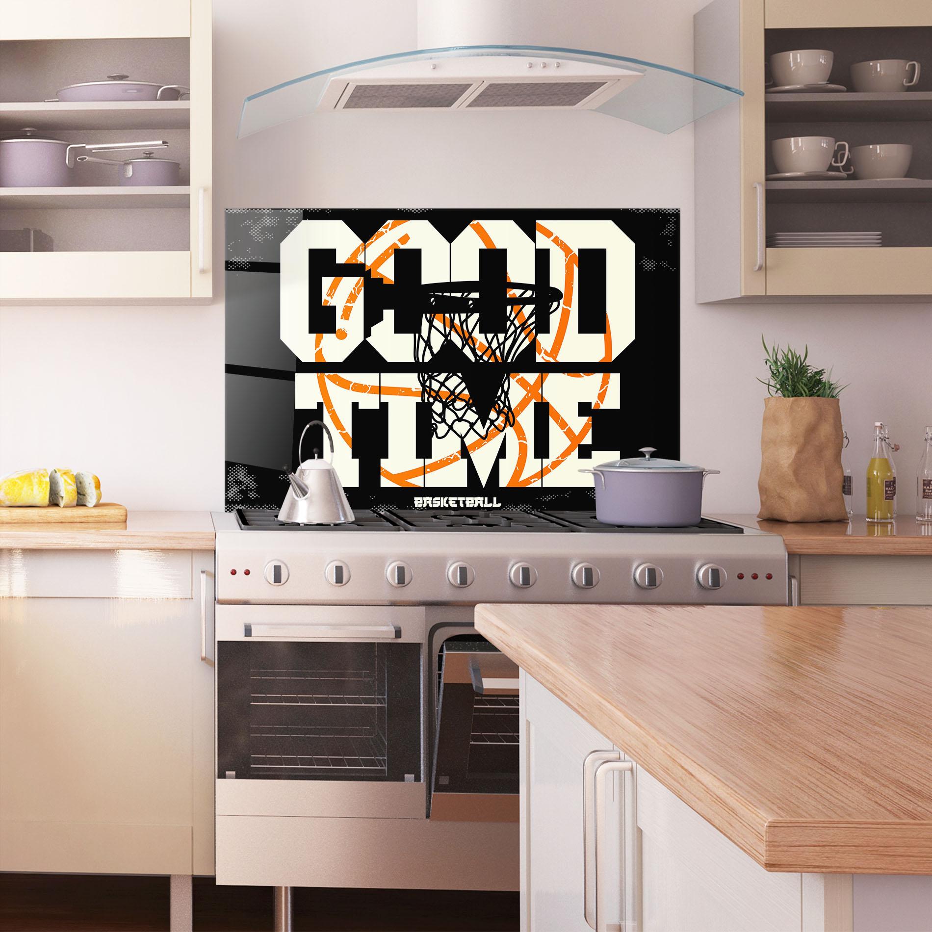 Konyhai üveg hátfal Good Time Basket mockup 1