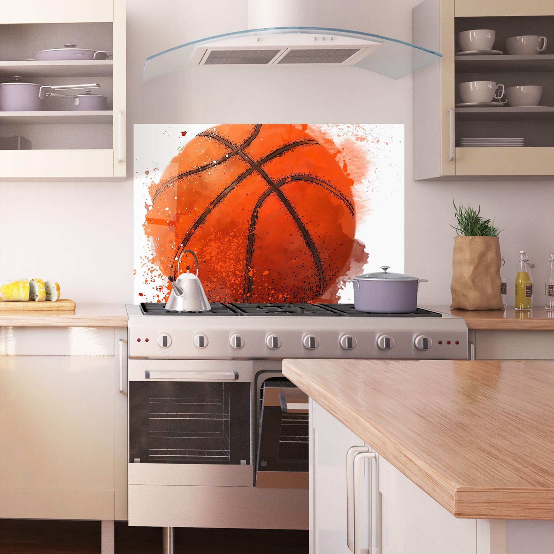 Konyhai üveg hátfal Orange Basket Ball mockup 1