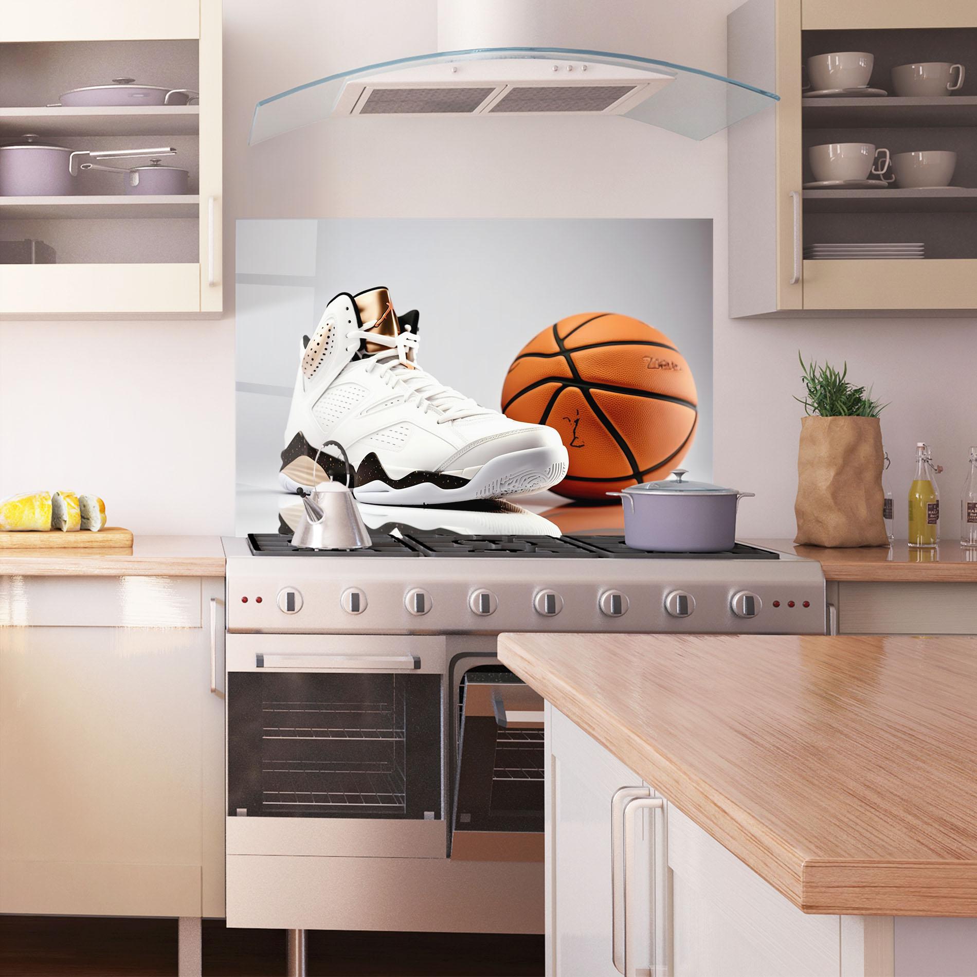Konyhai üveg hátfal Sport Shoes Basketball mockup 1
