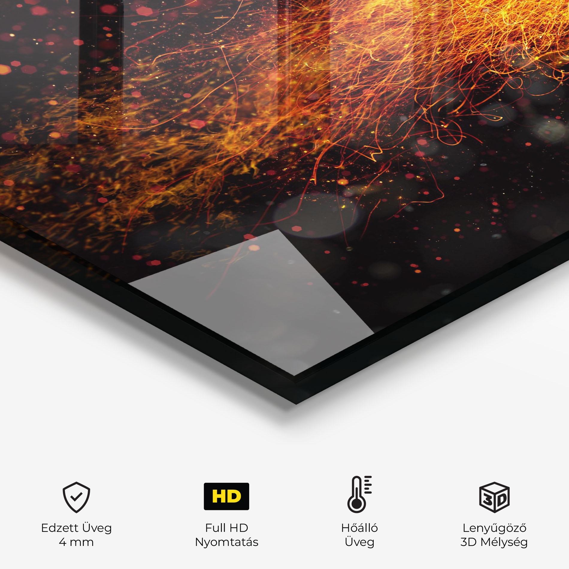 Konyhai üveg hátfal Basket Ball Flame mockup 2