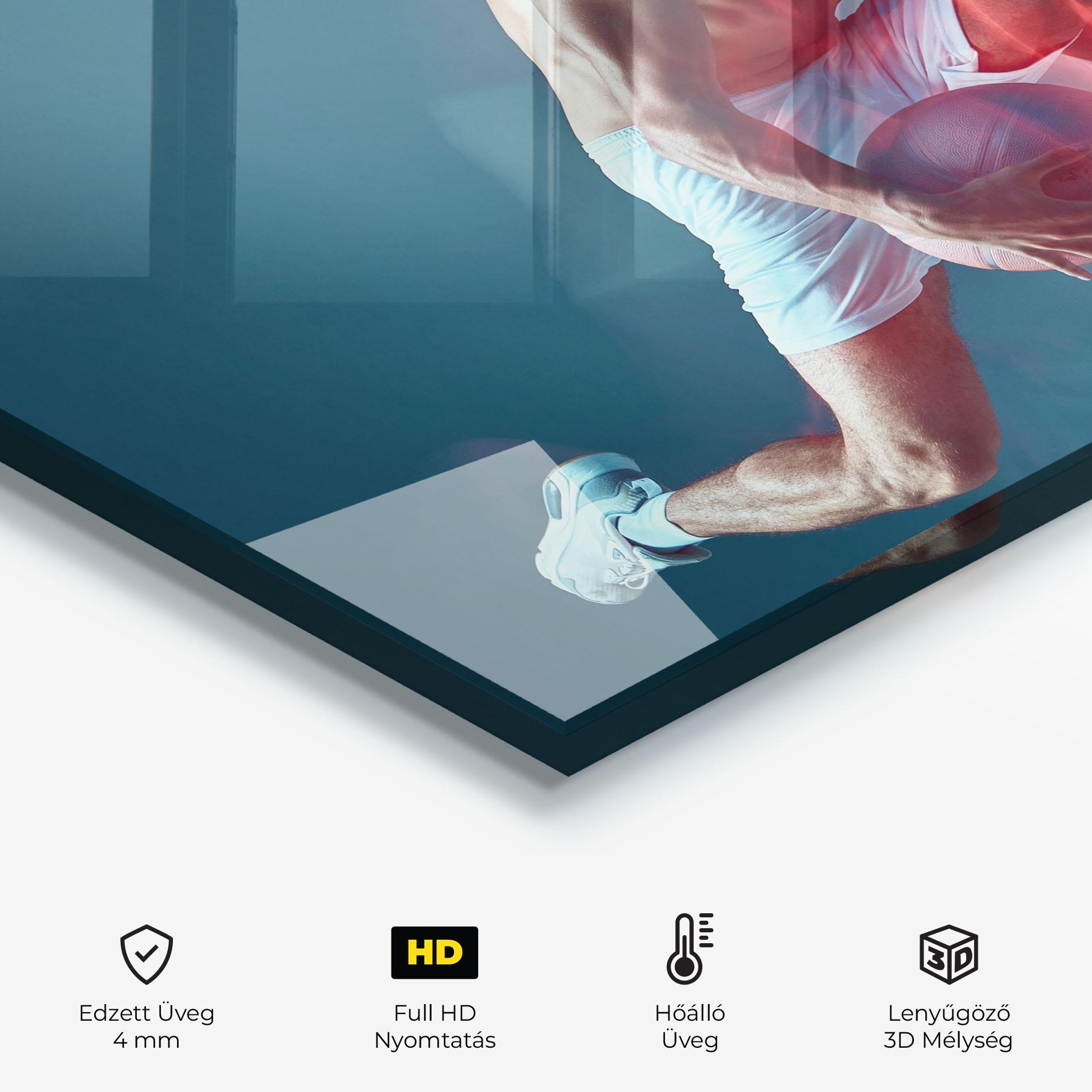 Konyhai üveg hátfal Fire Basketball Player mockup 2