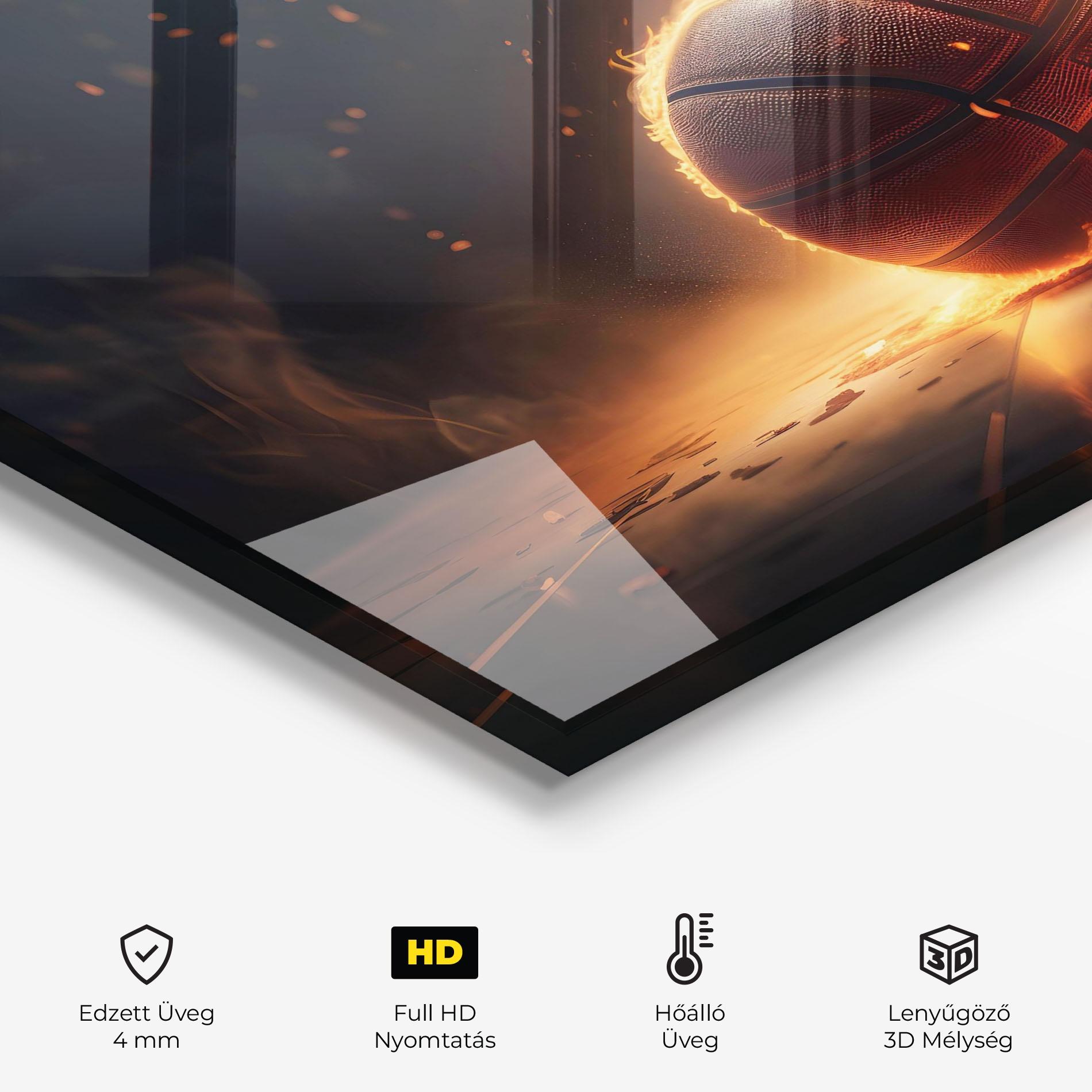 Konyhai üveg hátfal Fire Basketball mockup 2