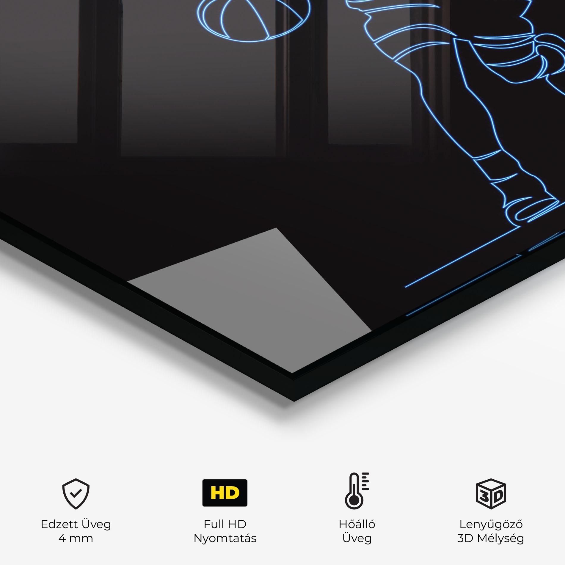 Konyhai üveg hátfal Neon Basketball Player mockup 2