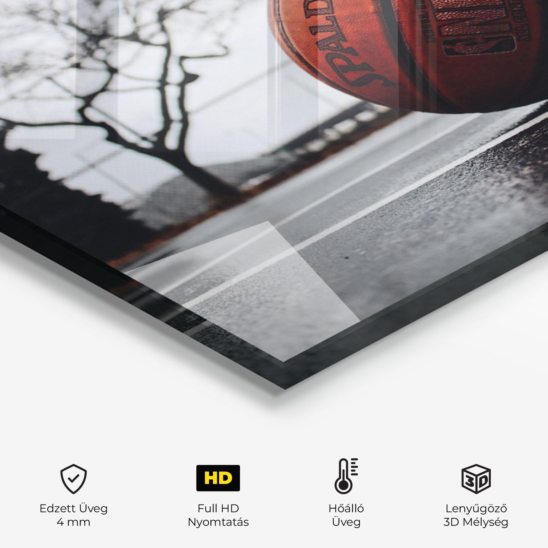 Konyhai üveg hátfal Orange Basketball On Grey mockup 2