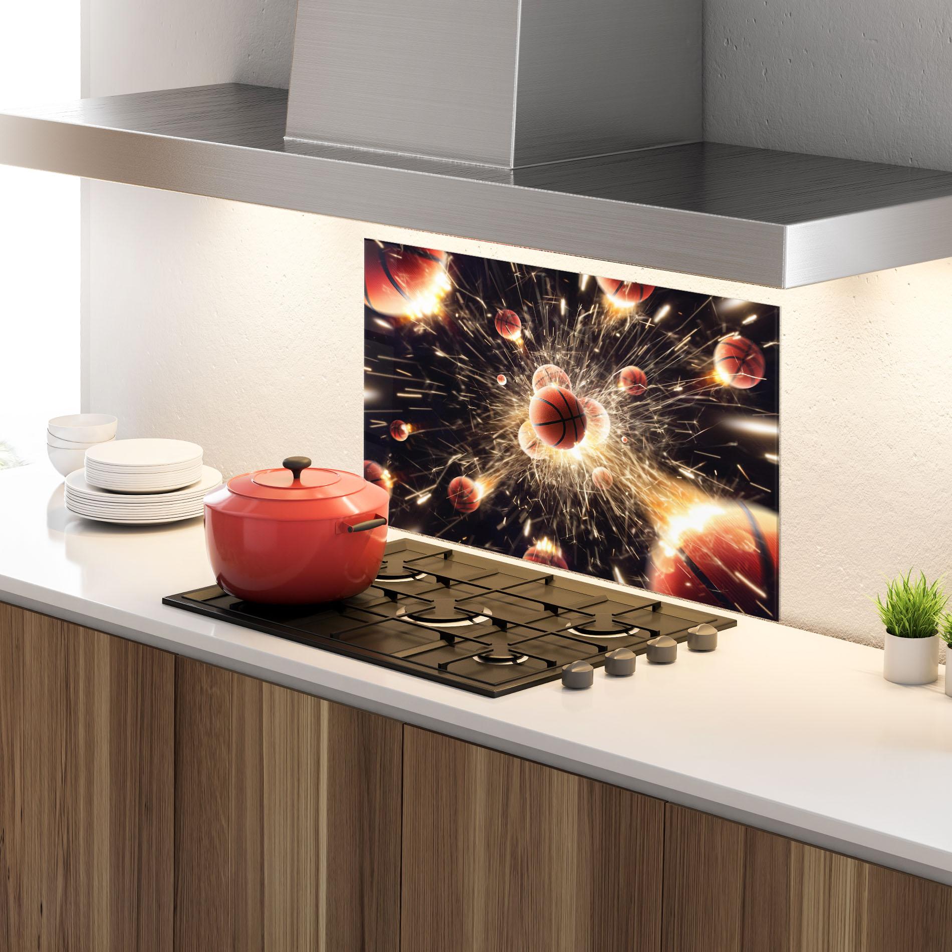 Konyhai üveg hátfal Basketball Explosion mockup 4