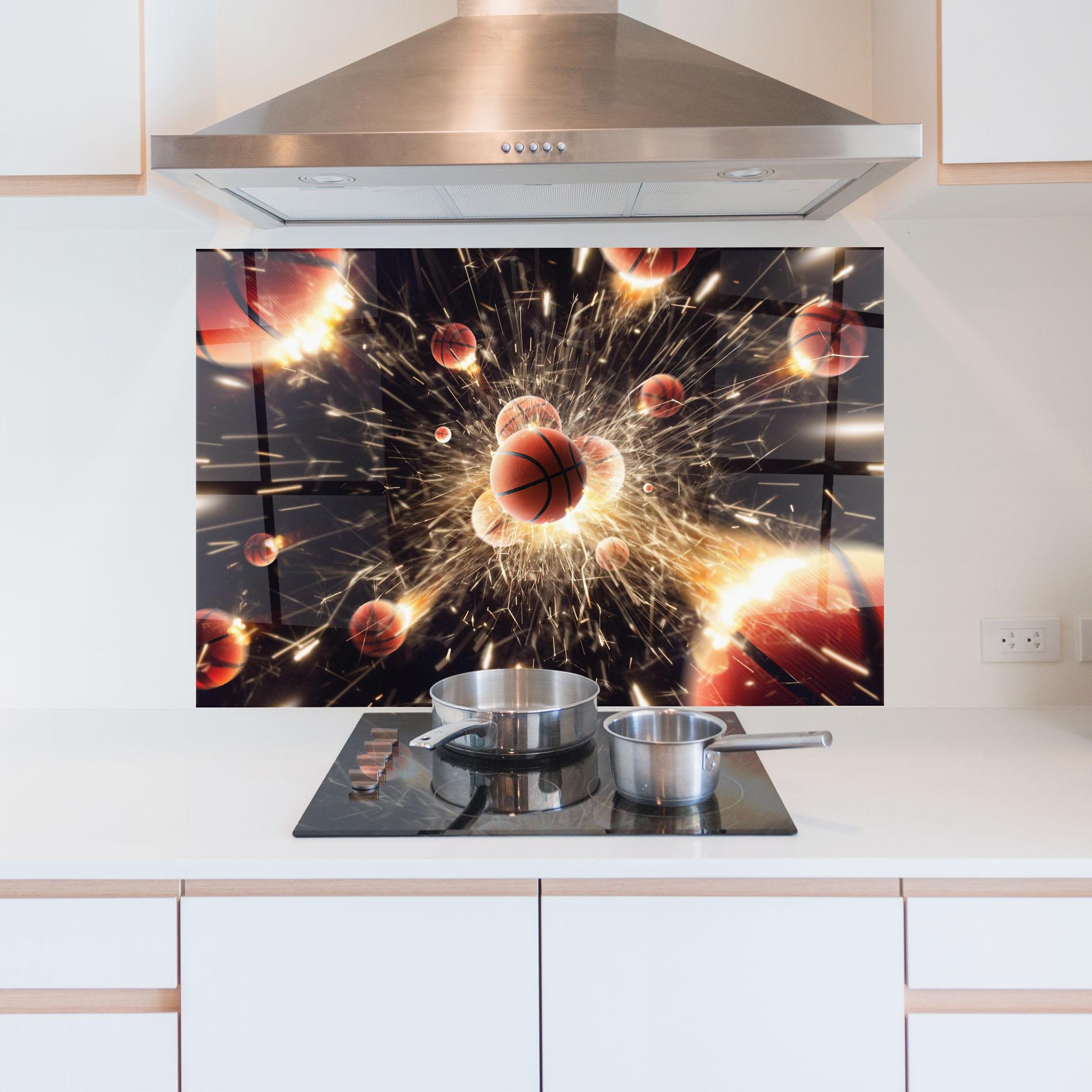 Konyhai üveg hátfal Basketball Explosion mockup 5