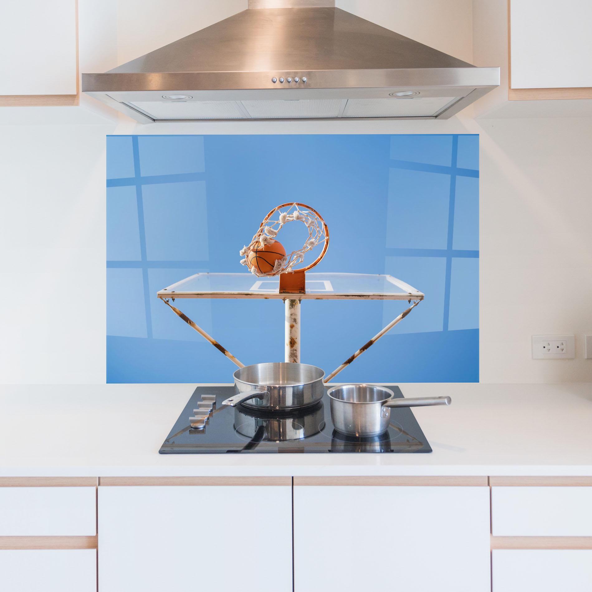 Konyhai üveg hátfal Basketball Hoop Blue Sky mockup 5