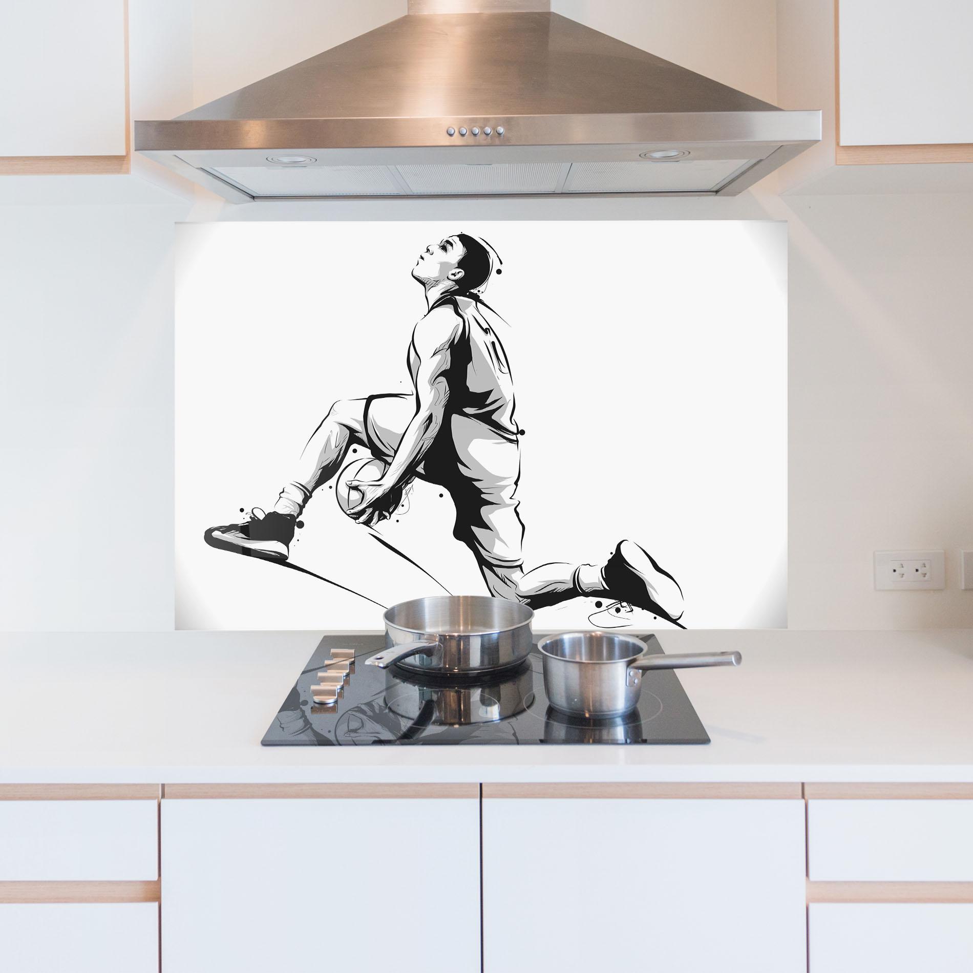 Konyhai üveg hátfal Basketball Player Jump mockup 5