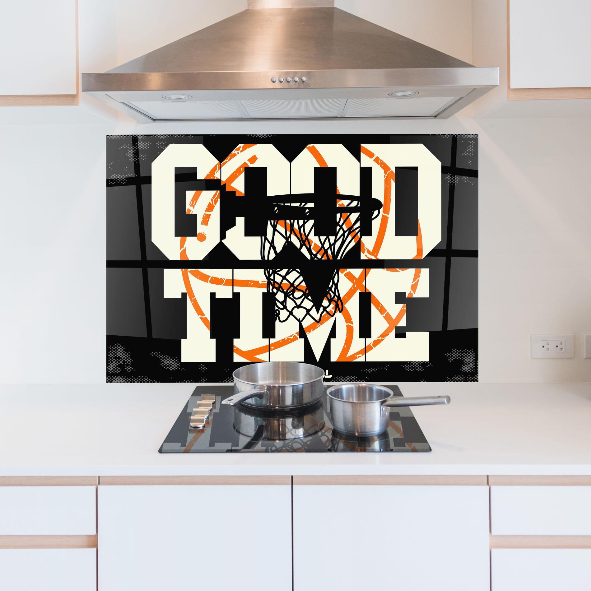 Konyhai üveg hátfal Good Time Basket mockup 5