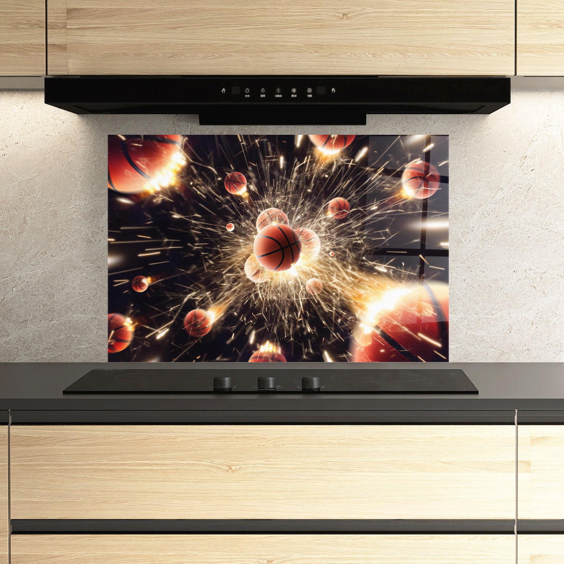 Konyhai üveg hátfal Basketball Explosion mockup 3