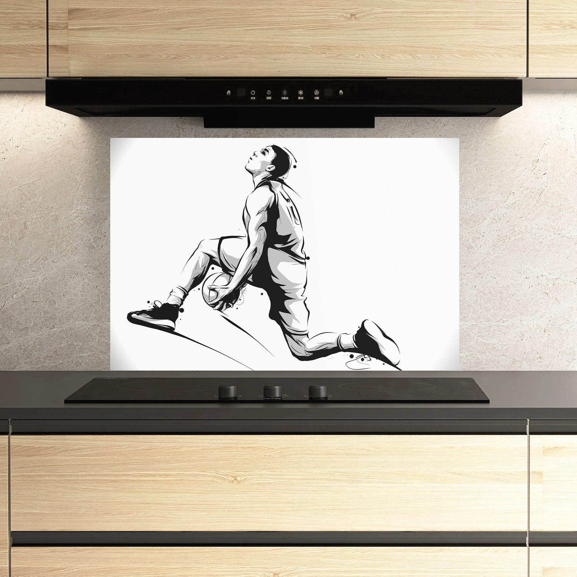 Konyhai üveg hátfal Basketball Player Jump mockup 3