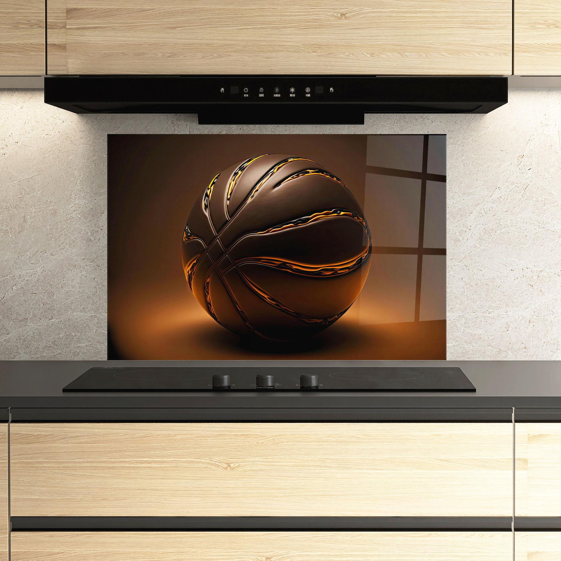 Konyhai üveg hátfal Glossy Basketball mockup 3