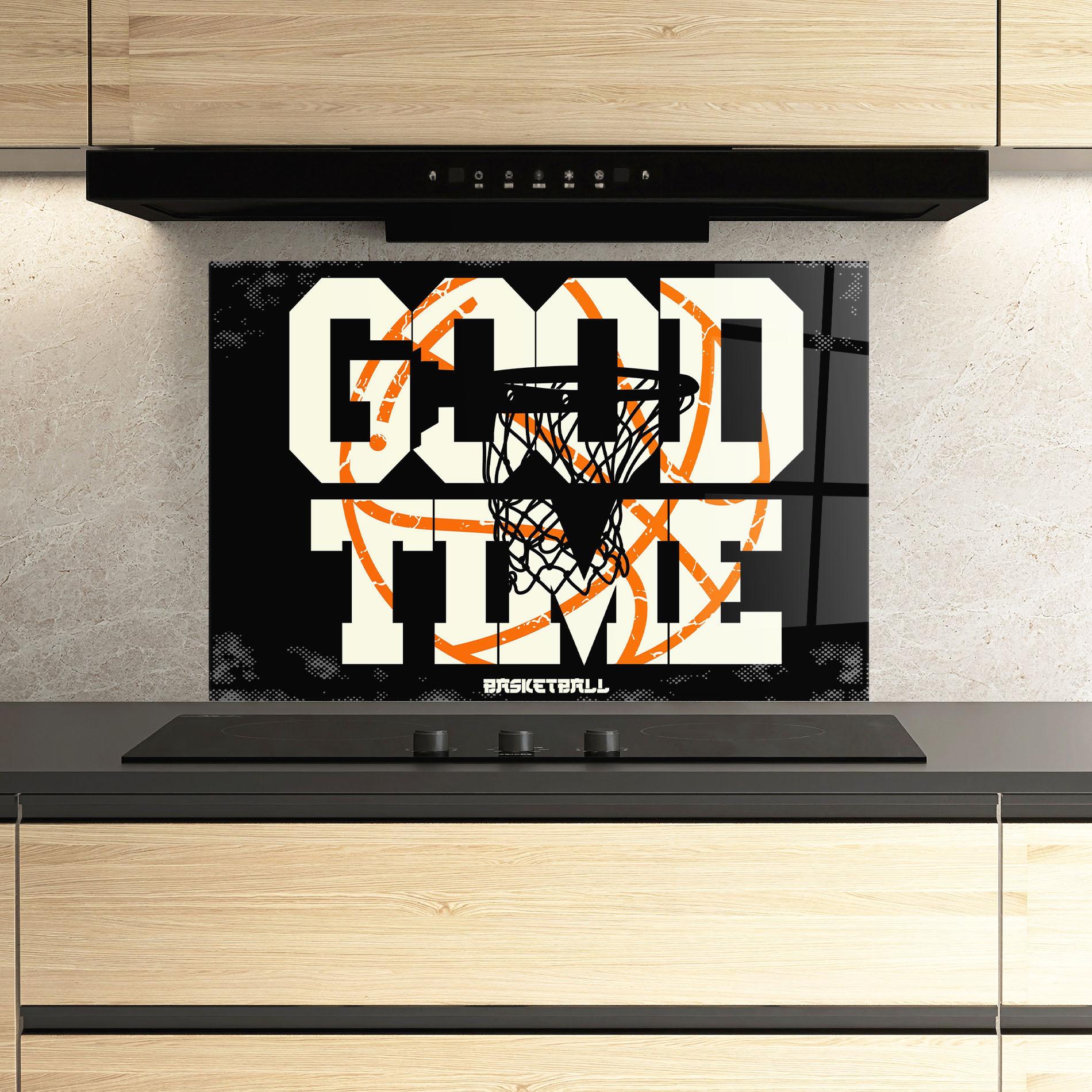 Konyhai üveg hátfal Good Time Basket mockup 3