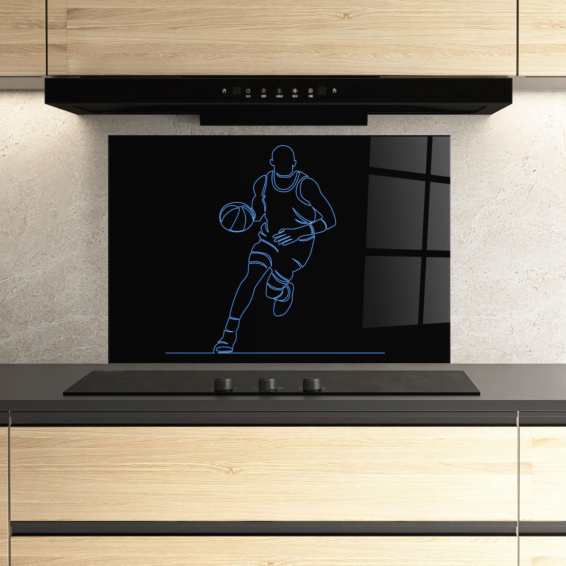 Konyhai üveg hátfal Neon Basketball Player mockup 3