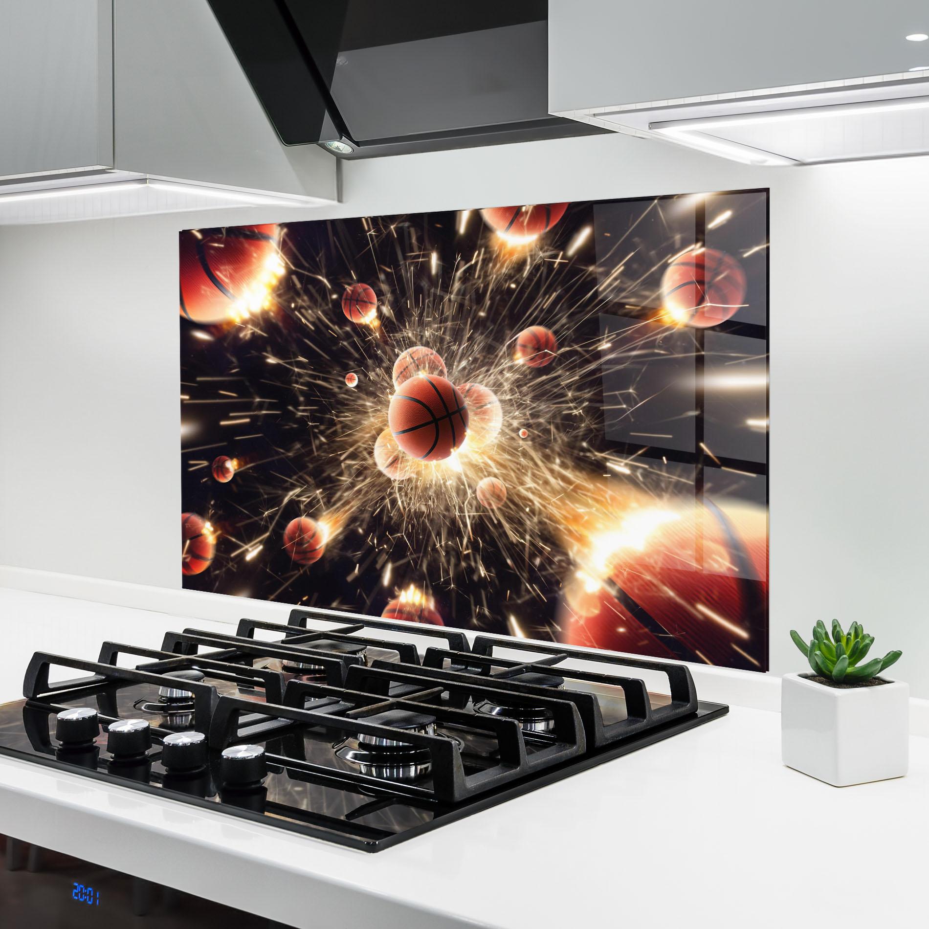 Konyhai üveg hátfal Basketball Explosion mockup 6