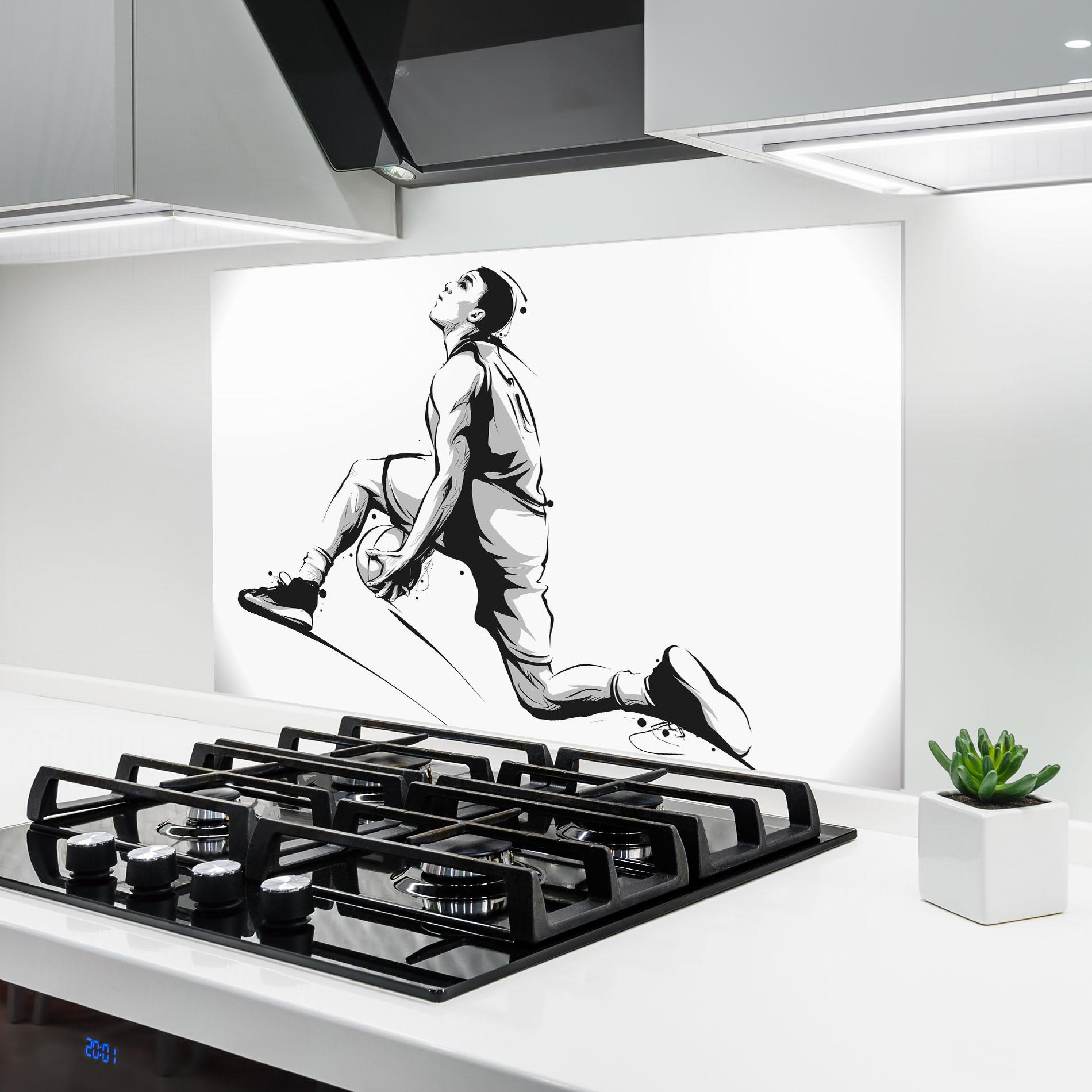 Konyhai üveg hátfal Basketball Player Jump mockup 6