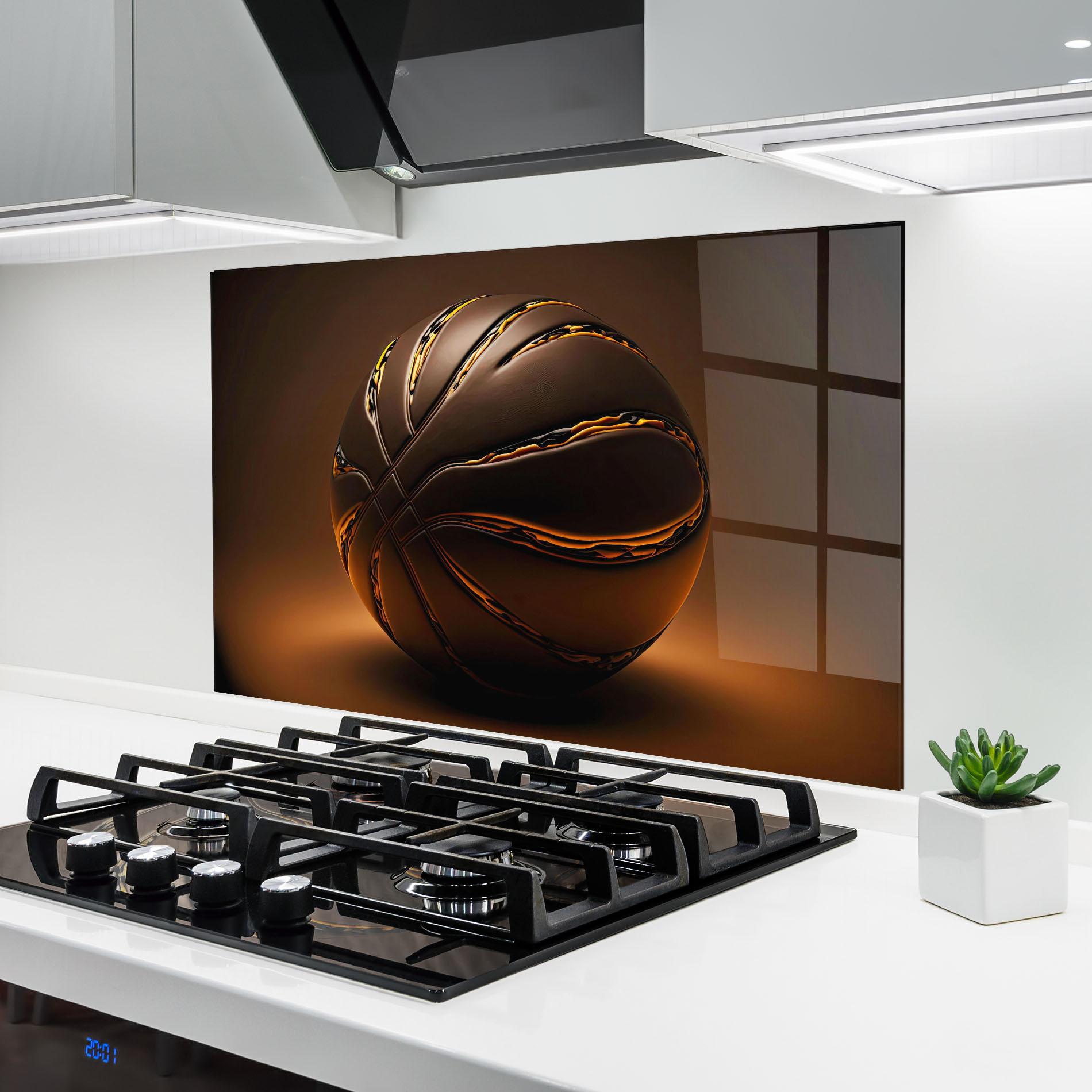 Konyhai üveg hátfal Glossy Basketball mockup 6
