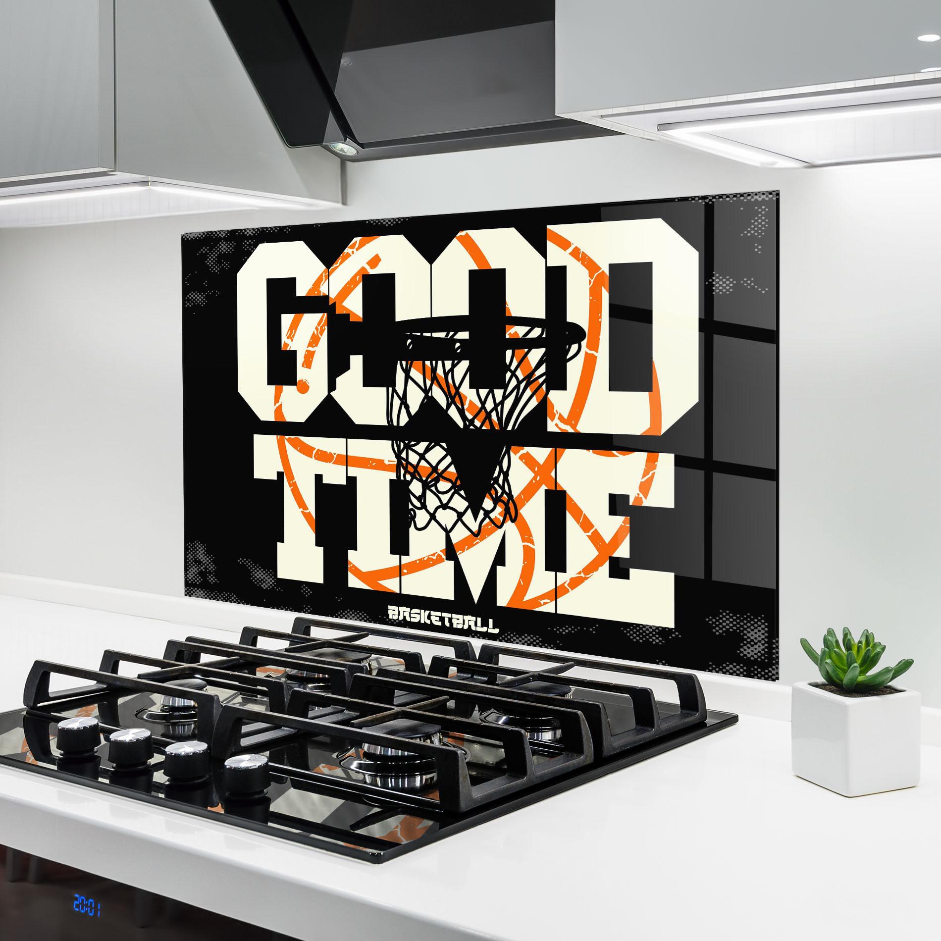 Konyhai üveg hátfal Good Time Basket mockup 6