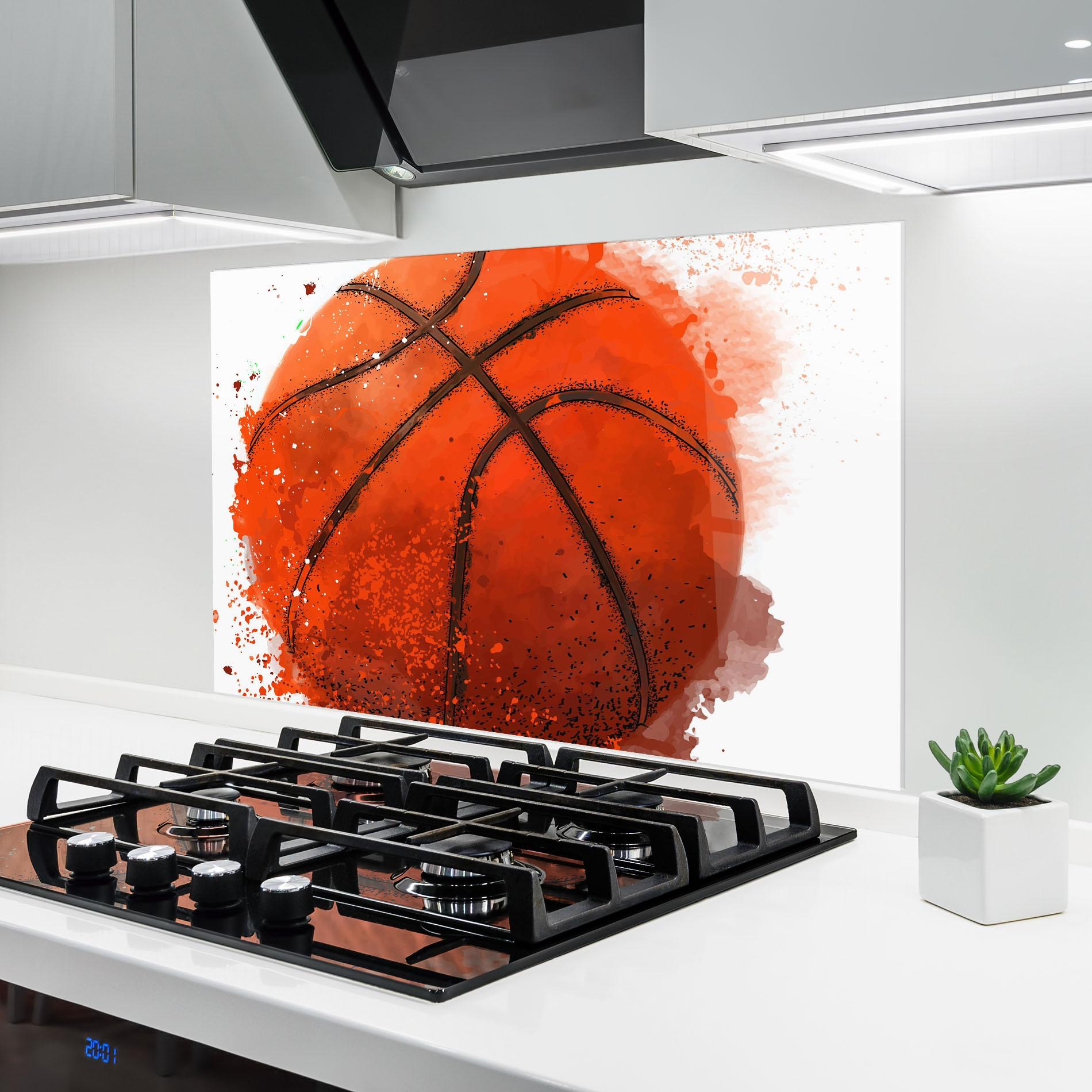 Konyhai üveg hátfal Orange Basket Ball mockup 6