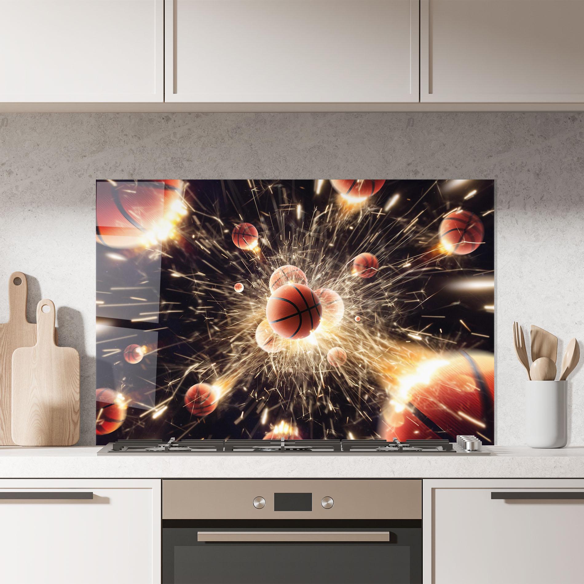 Konyhai üveg hátfal Basketball Explosion mockup 7
