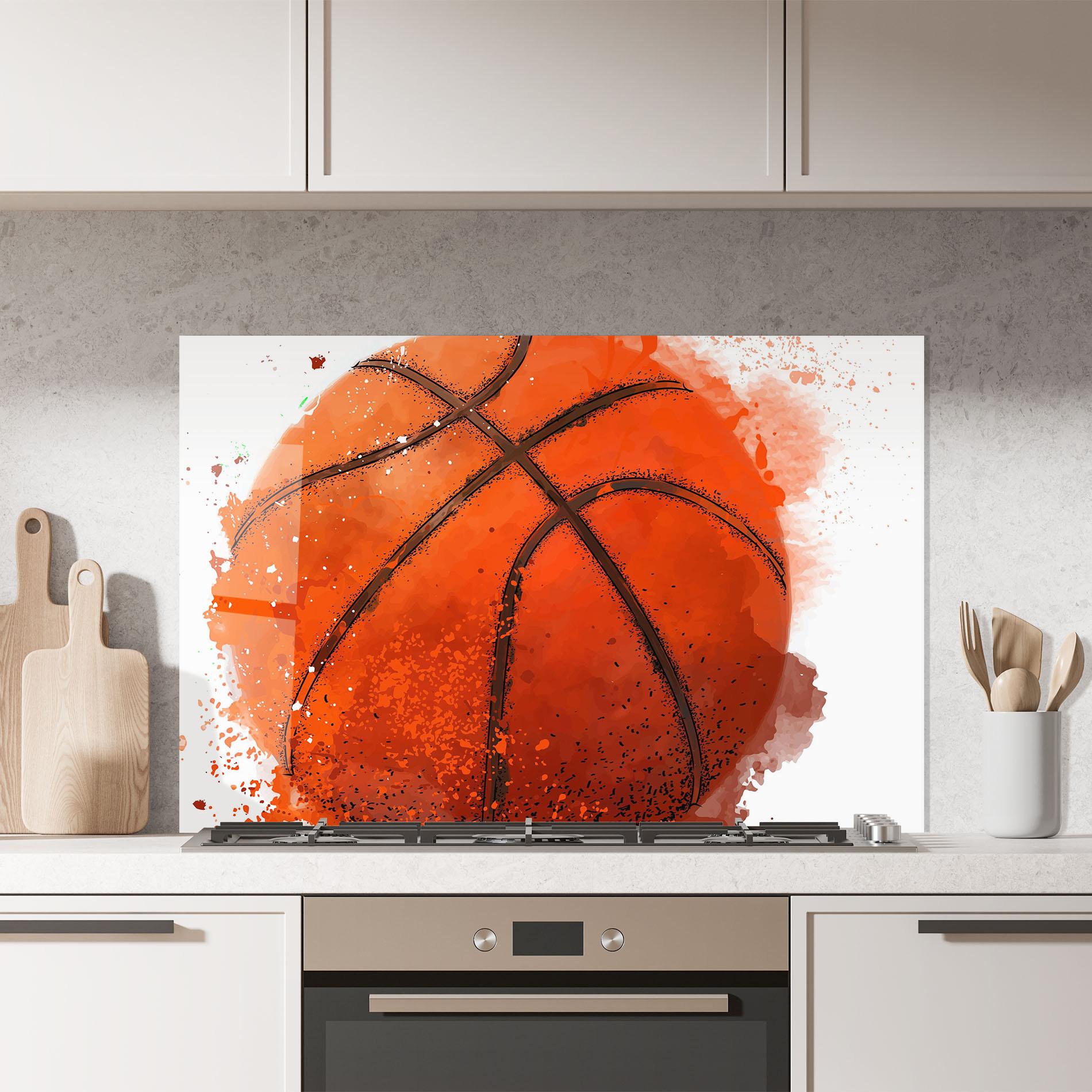 Konyhai üveg hátfal Orange Basket Ball mockup 7