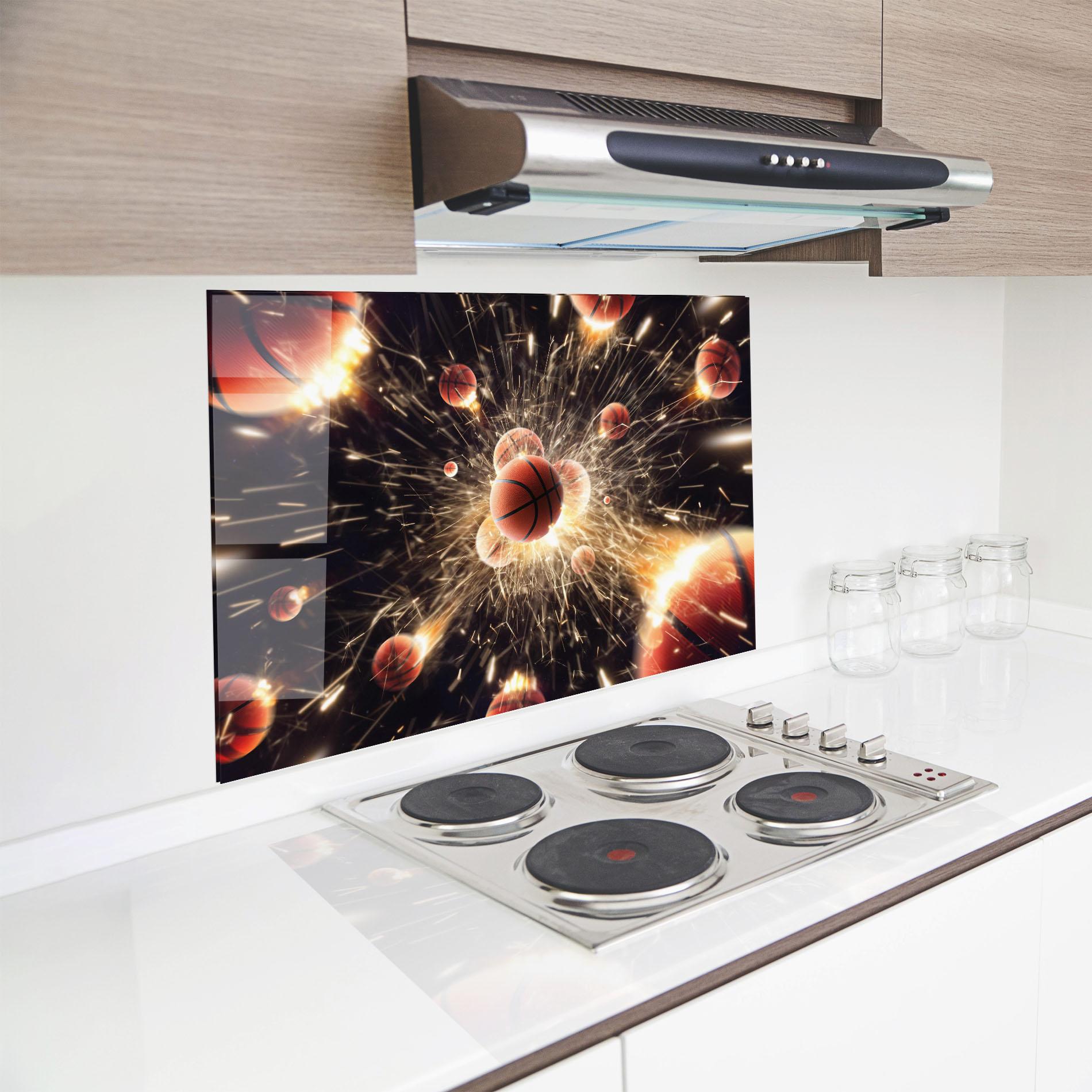 Konyhai üveg hátfal Basketball Explosion mockup 8