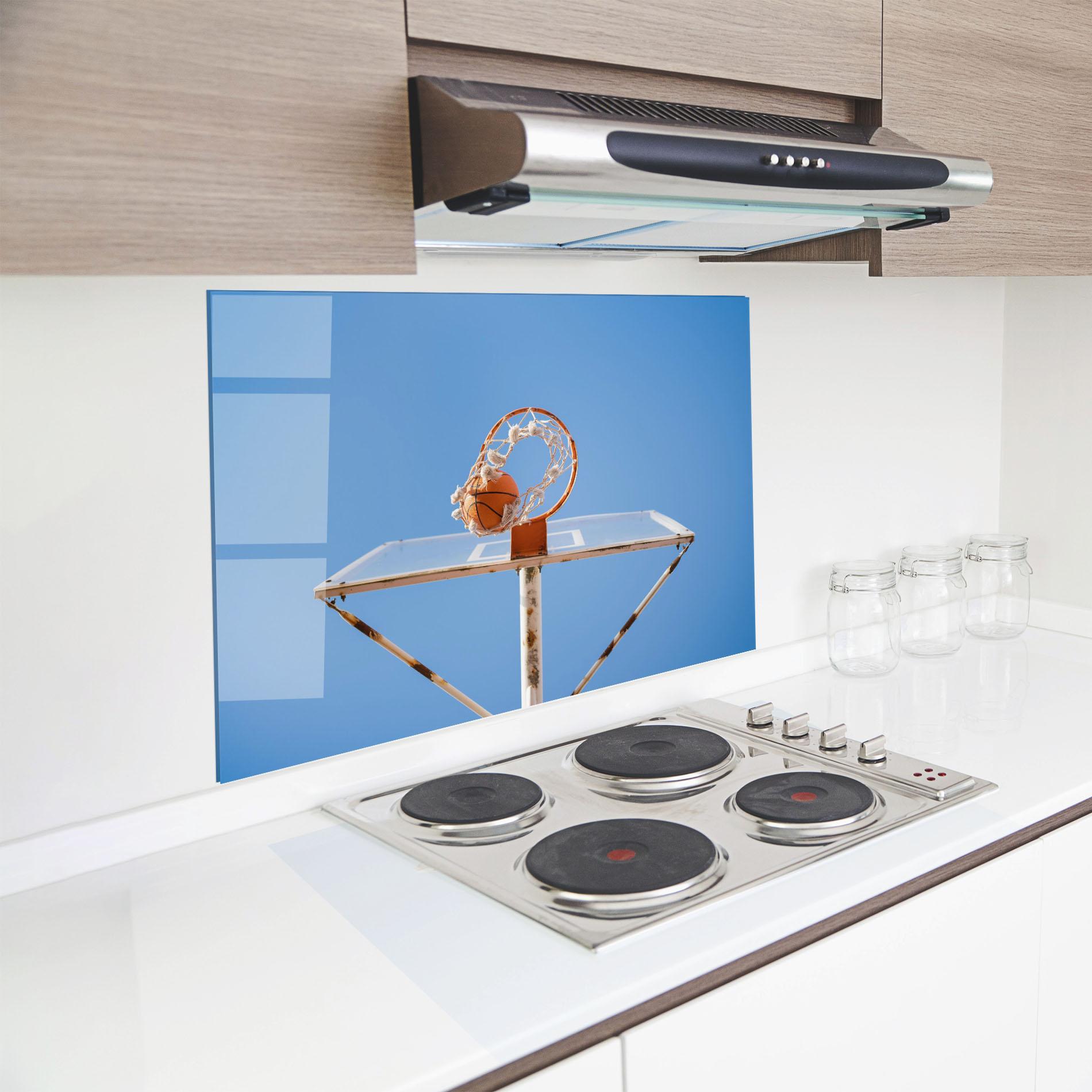 Konyhai üveg hátfal Basketball Hoop Blue Sky mockup 8