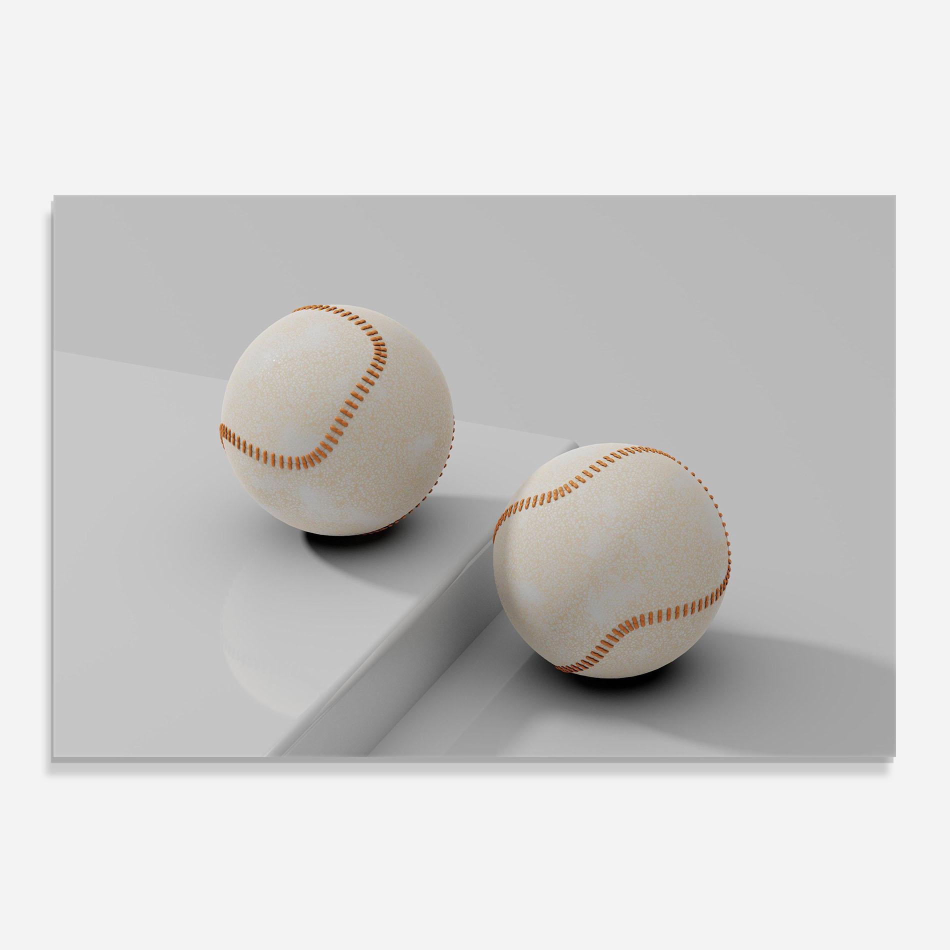 Konyhai üveg hátfal Baseball Ball On White mockup 0