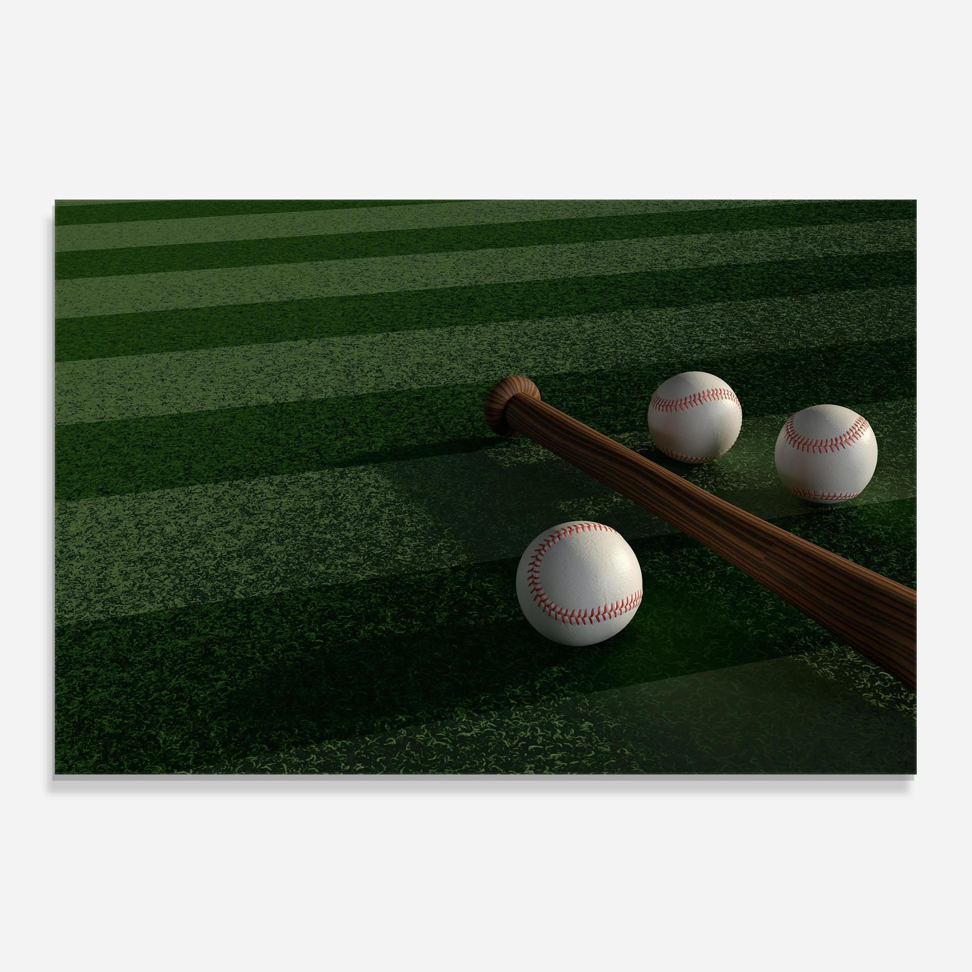 Konyhai üveg hátfal Baseball Balls On Grass mockup 0