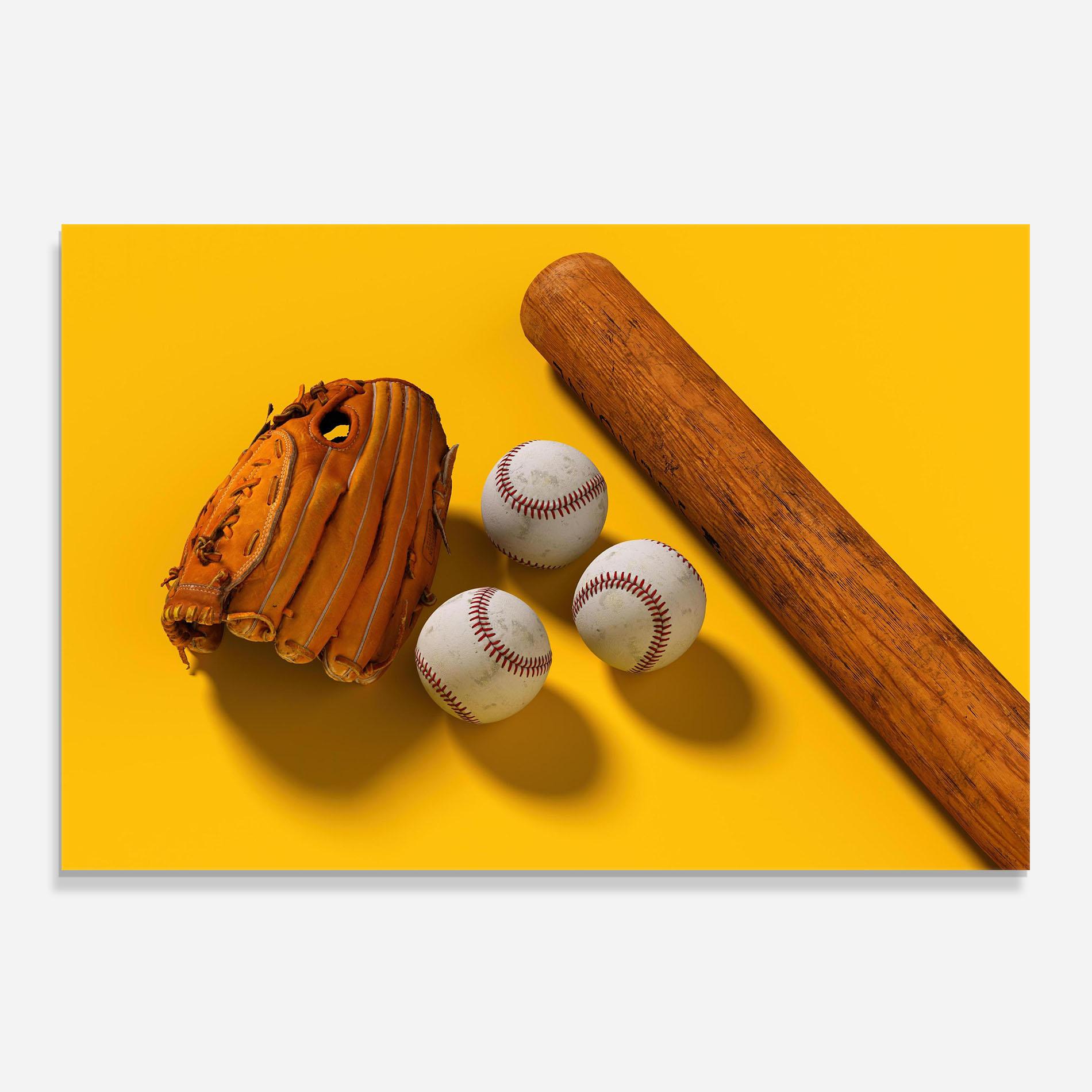 Konyhai üveg hátfal Baseball Set On Yellow mockup 0