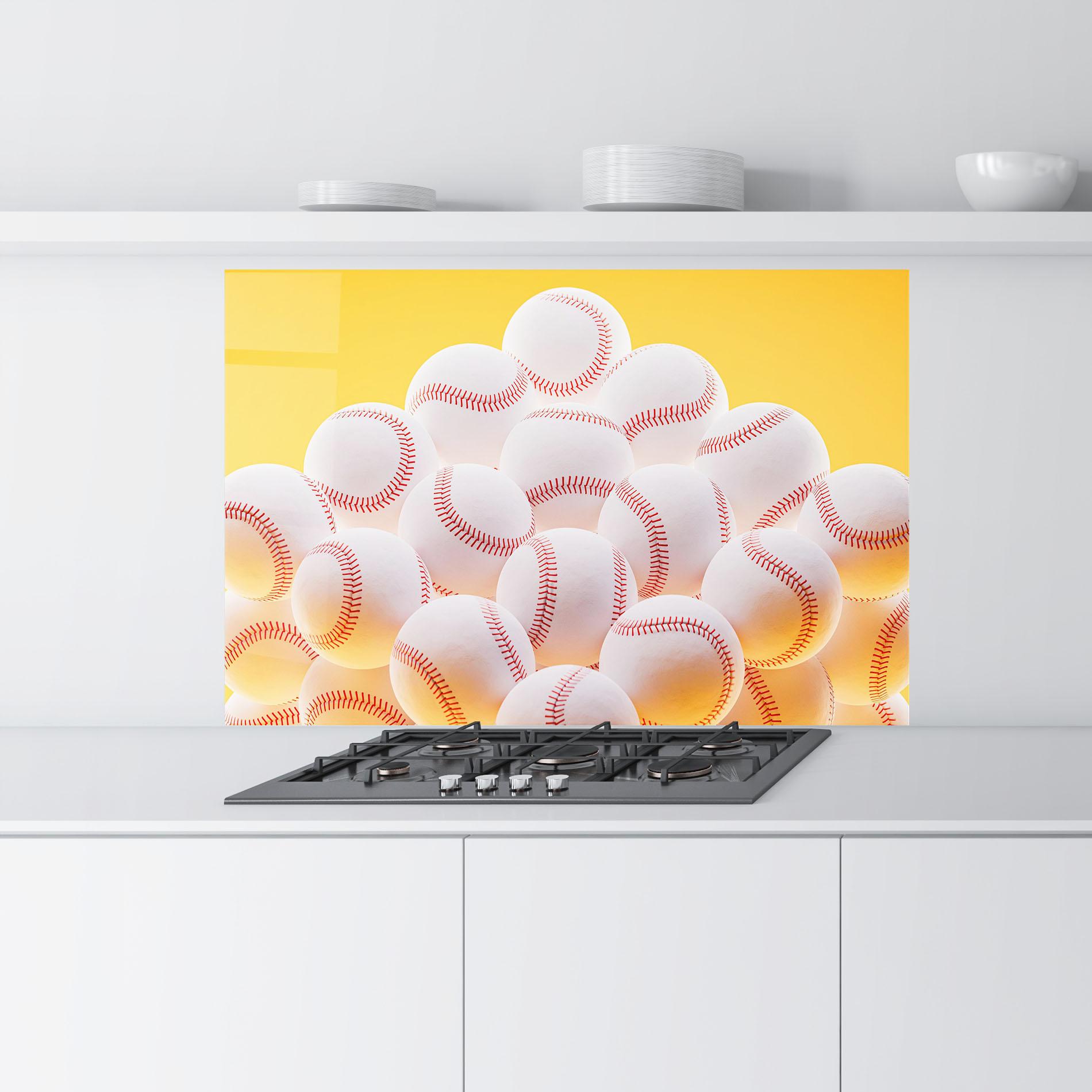 Konyhai üveg hátfal Baseball Ball On Yellow mockup 9