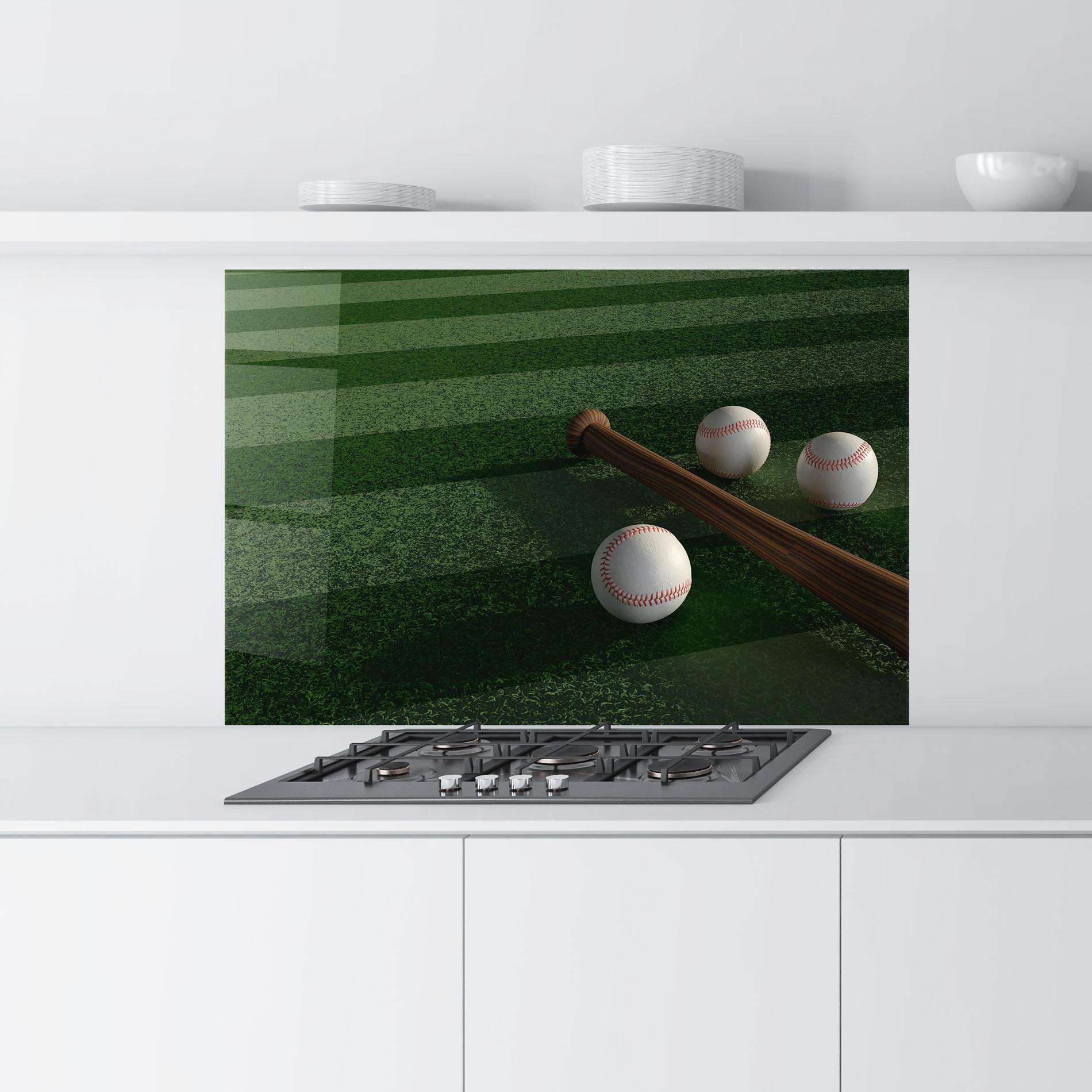 Konyhai üveg hátfal Baseball Balls On Grass mockup 9