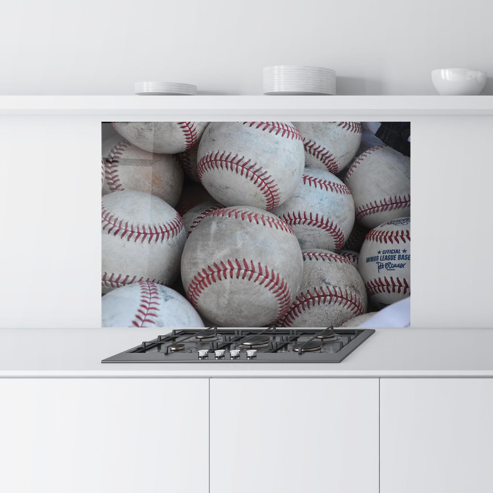 Konyhai üveg hátfal Baseball Balls Set mockup 9