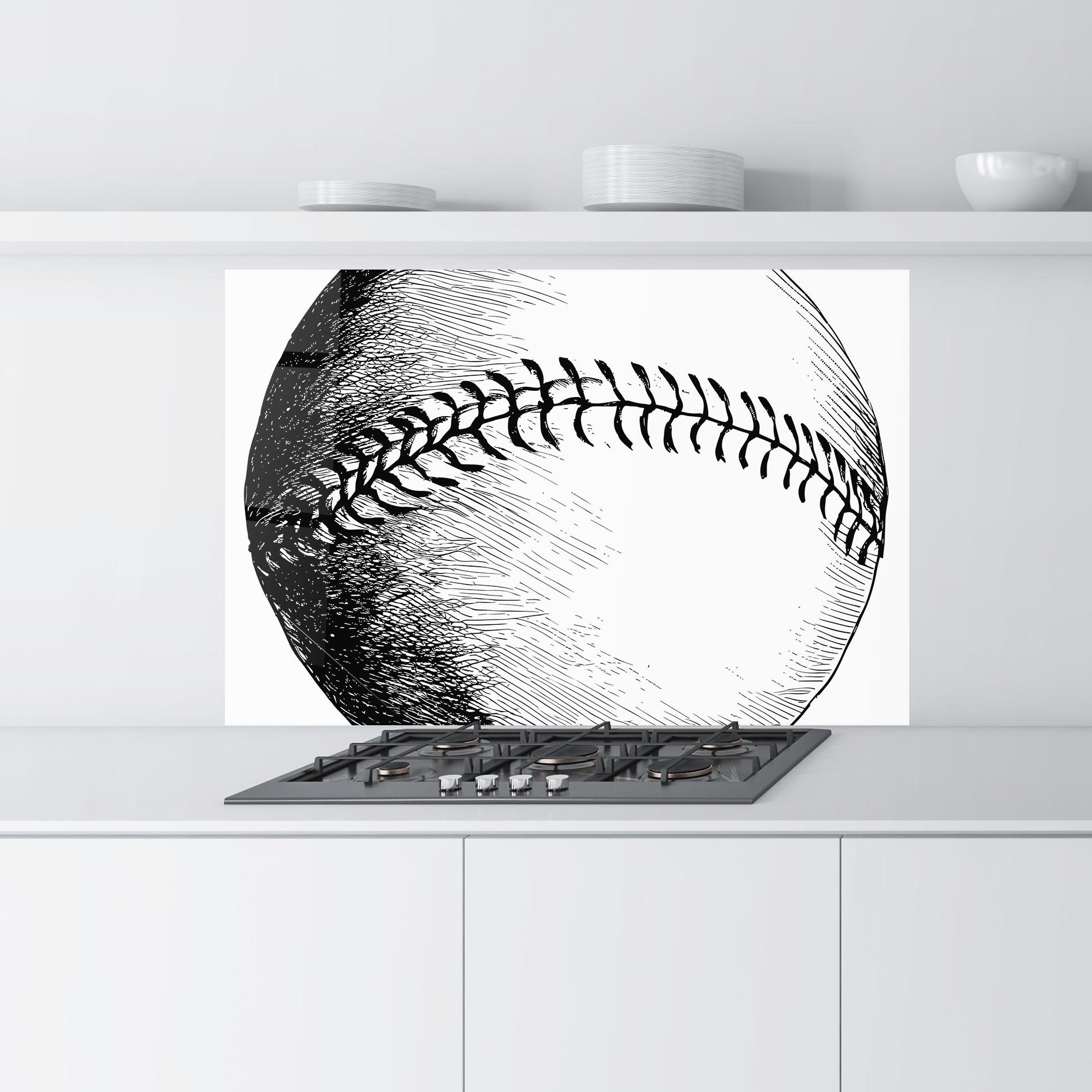 Konyhai üveg hátfal Baseball Black Line mockup 9