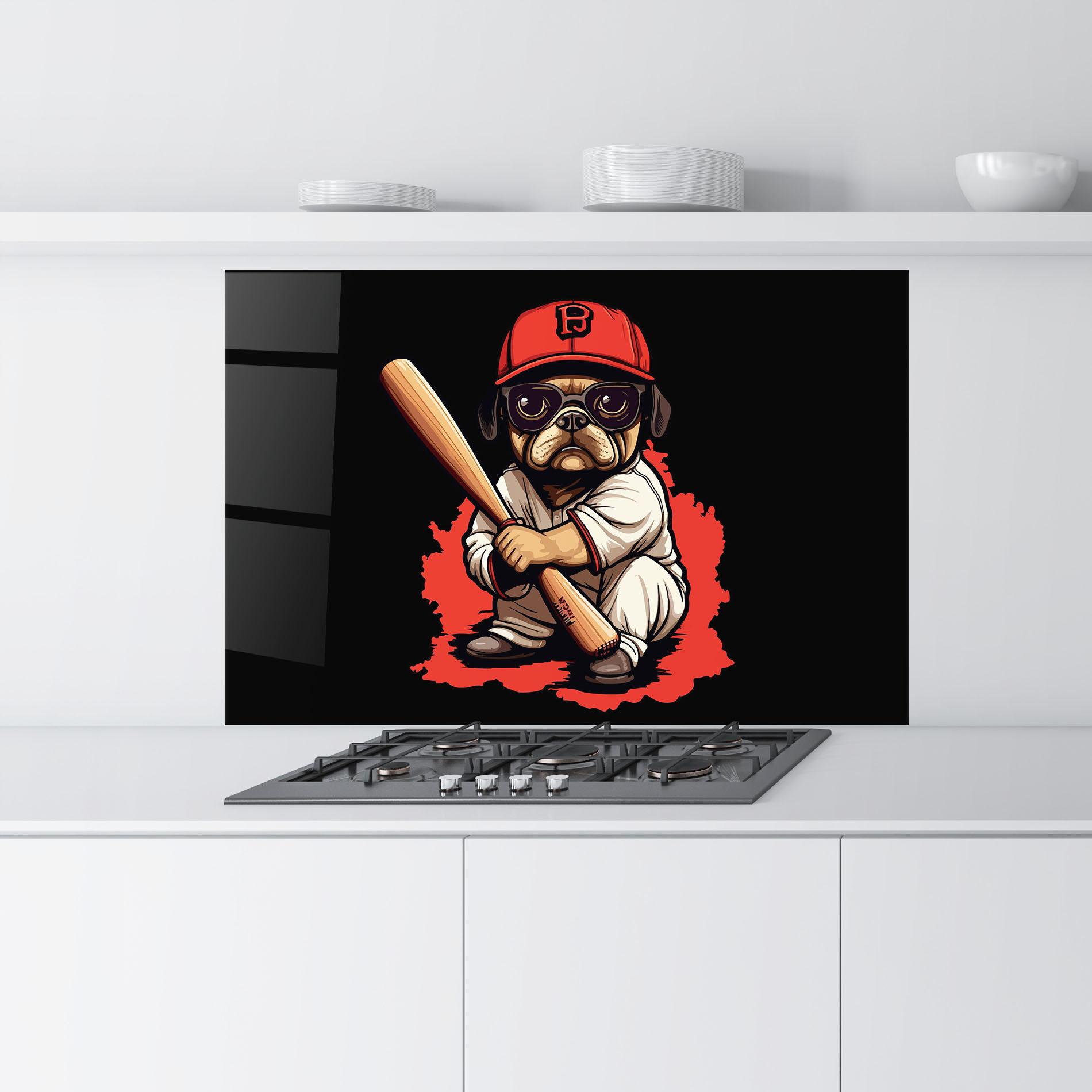 Konyhai üveg hátfal Baseball Dog mockup 9