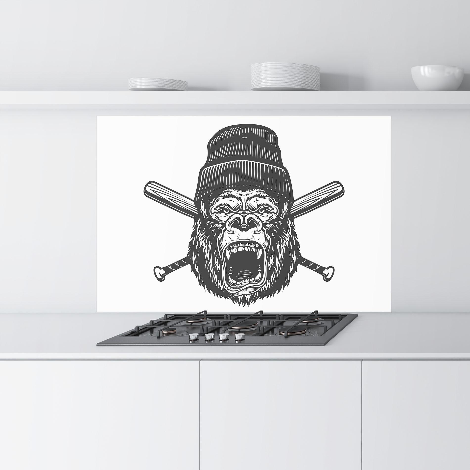 Konyhai üveg hátfal Baseball Gorilla mockup 9