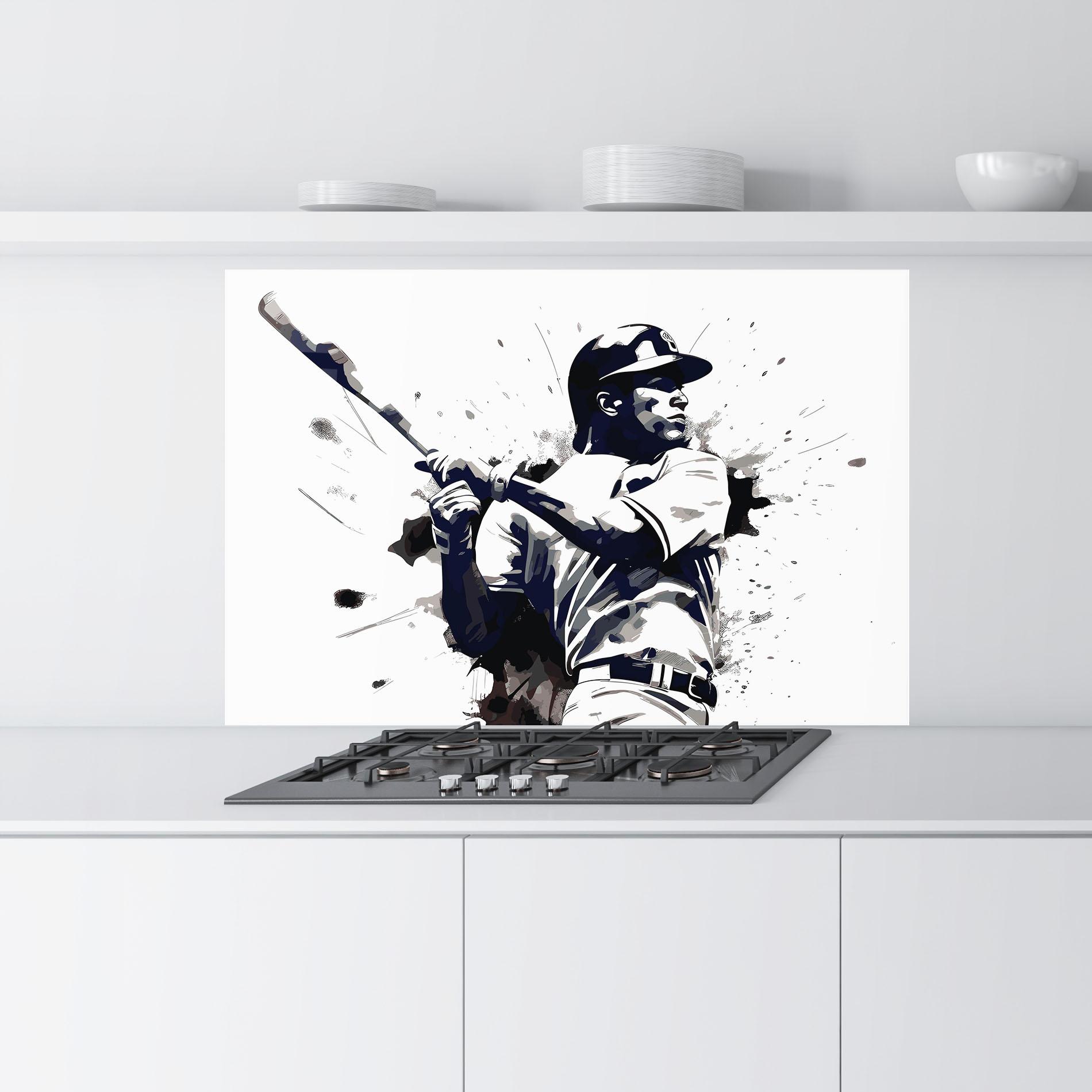 Konyhai üveg hátfal Baseball Grey Art mockup 9