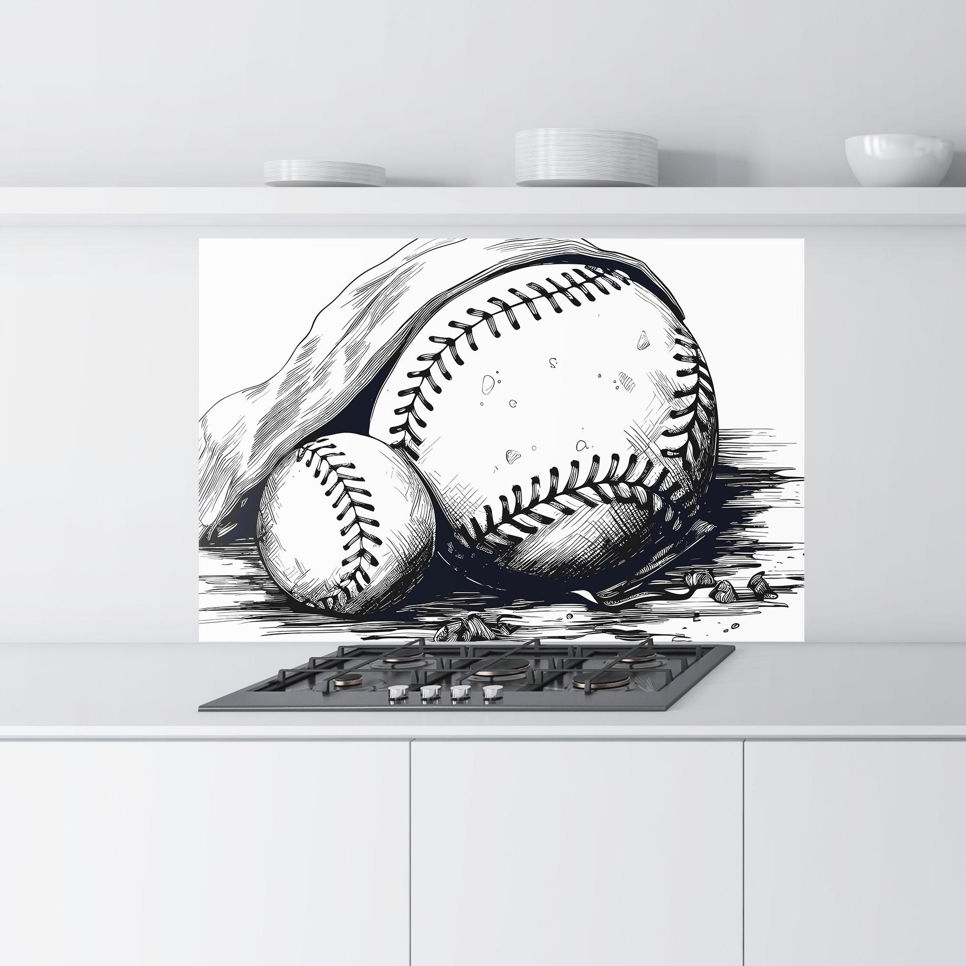 Konyhai üveg hátfal Baseball Grey Line mockup 9