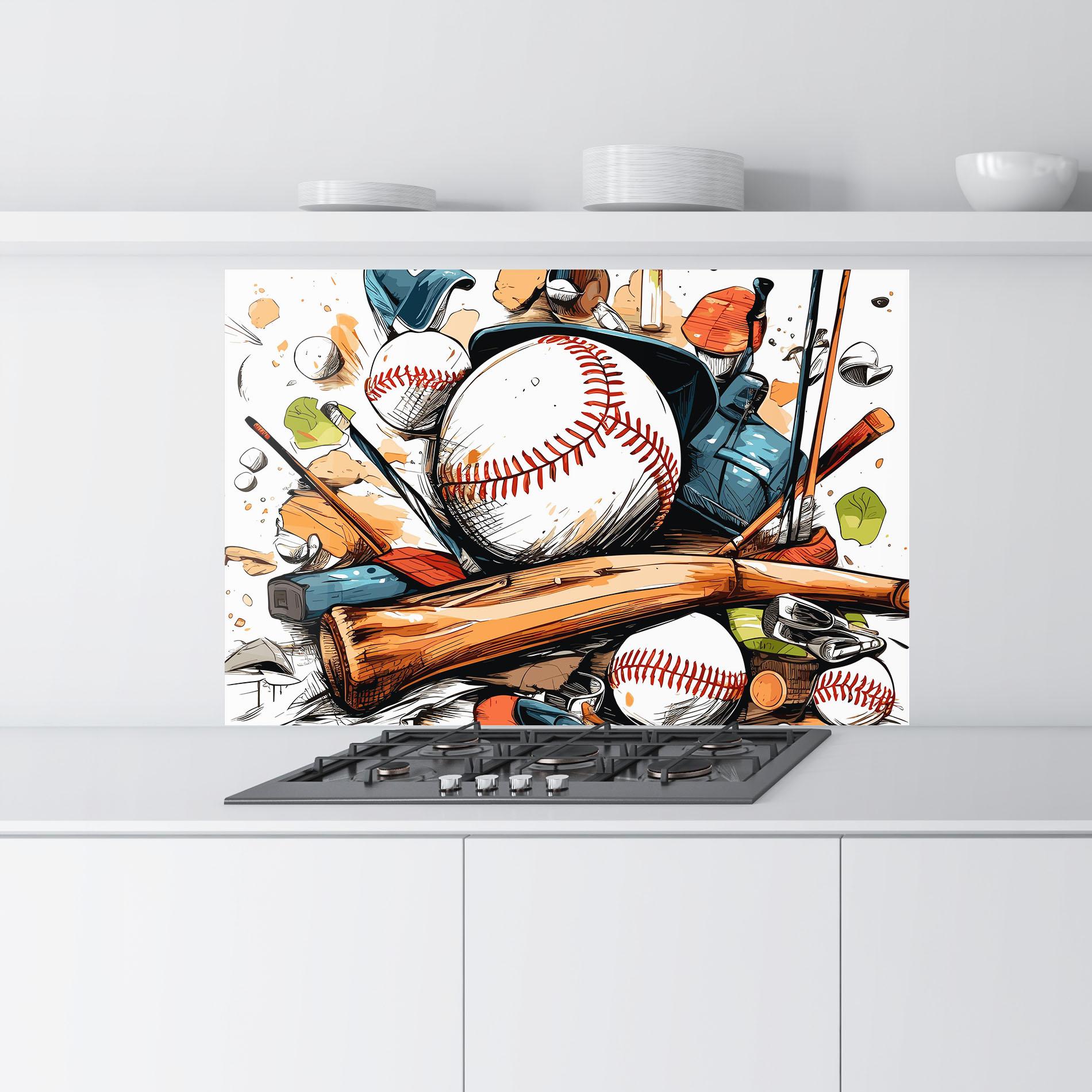 Konyhai üveg hátfal Baseball Trash mockup 9