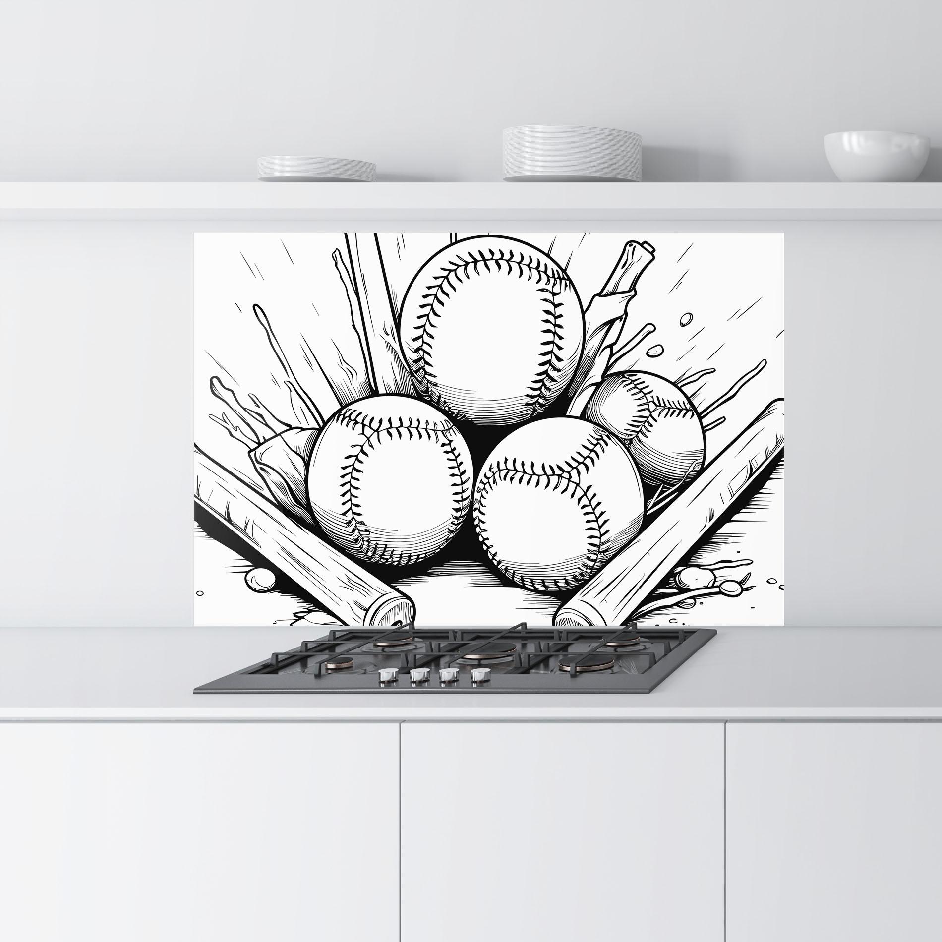 Konyhai üveg hátfal Big Baseball Ball mockup 9