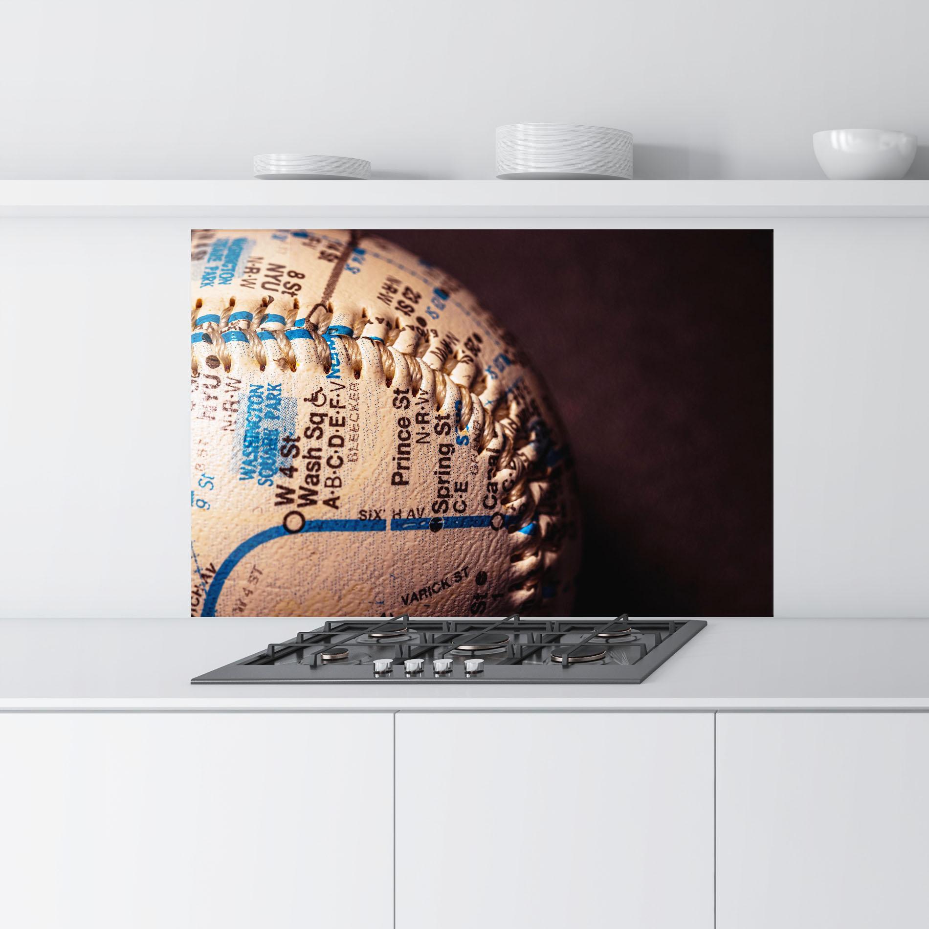 Konyhai üveg hátfal Blue Text Baseball Ball mockup 9