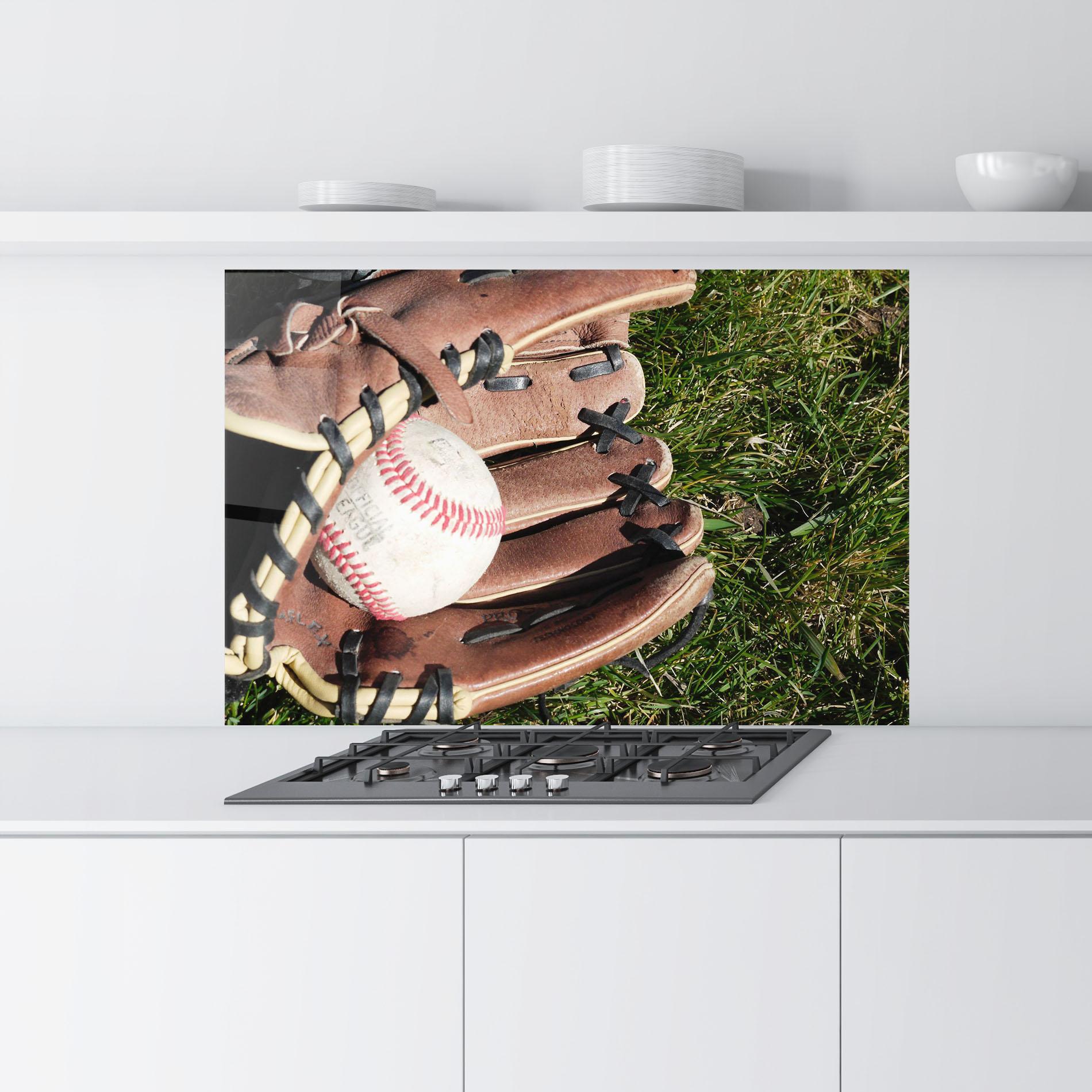 Konyhai üveg hátfal Brown Baseball Glove mockup 9