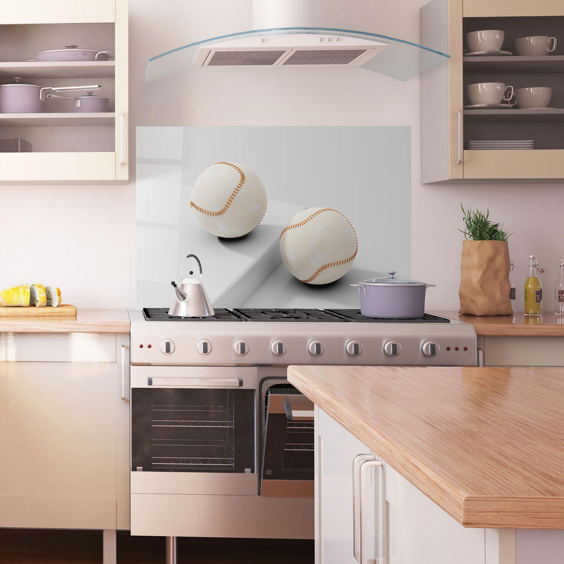 Konyhai üveg hátfal Baseball Ball On White mockup 1