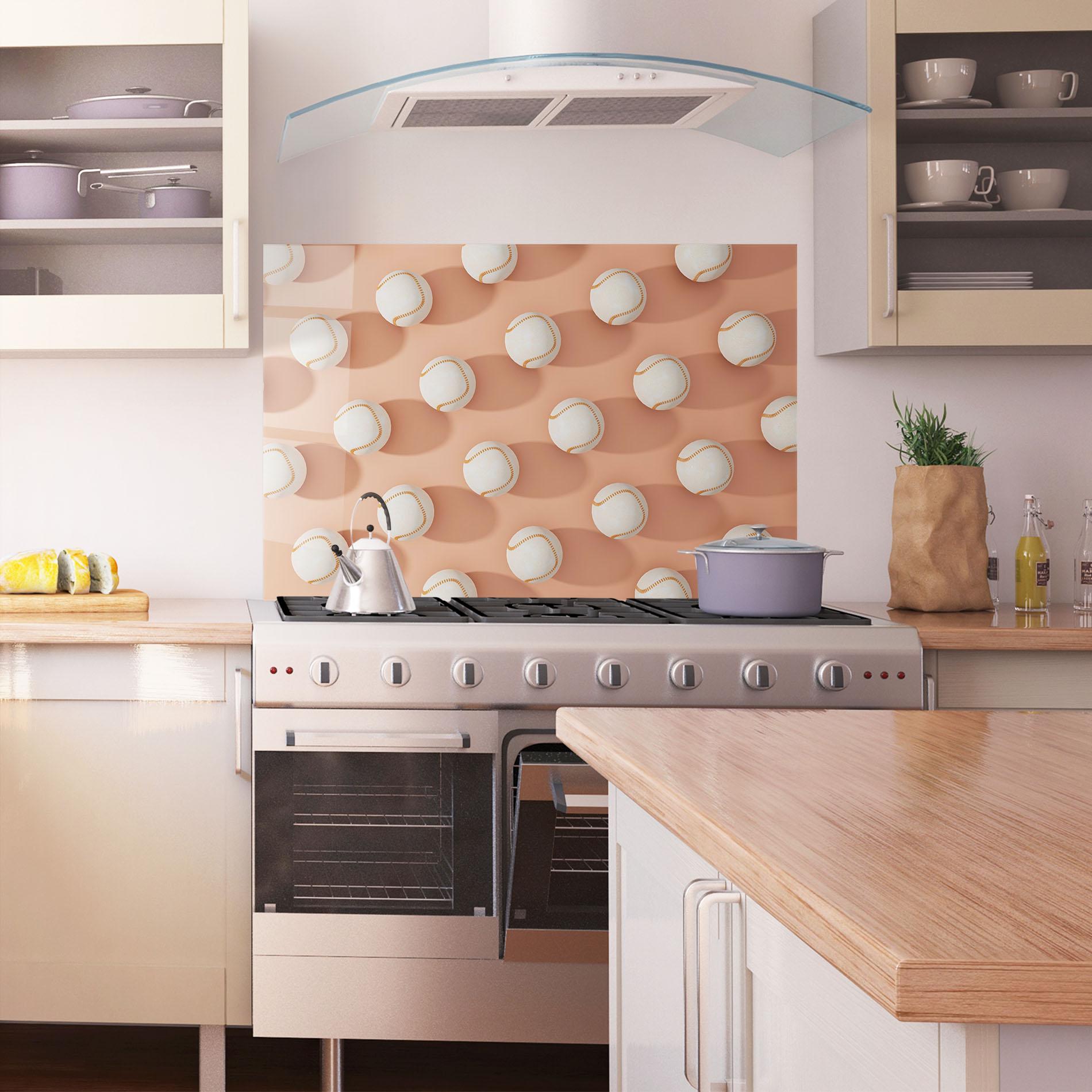 Konyhai üveg hátfal Baseball Ball Pattern mockup 1