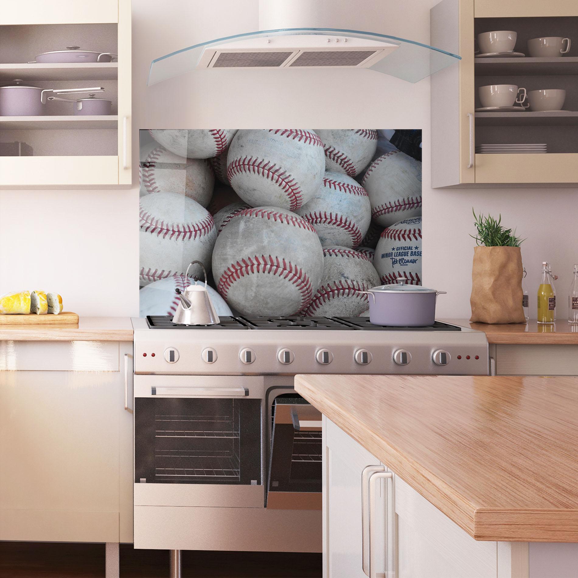 Konyhai üveg hátfal Baseball Balls Set mockup 1