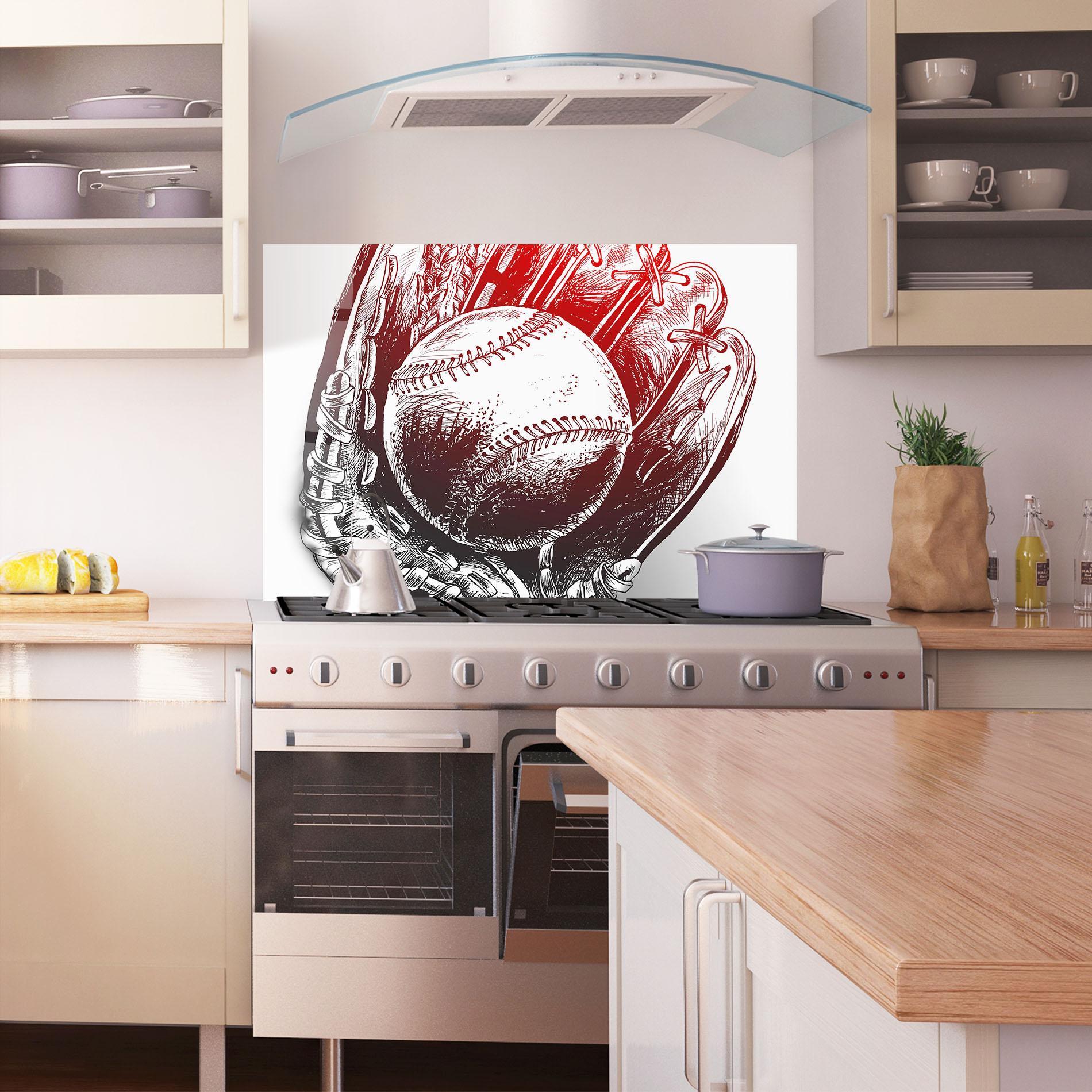 Konyhai üveg hátfal Baseball Glove Art mockup 1
