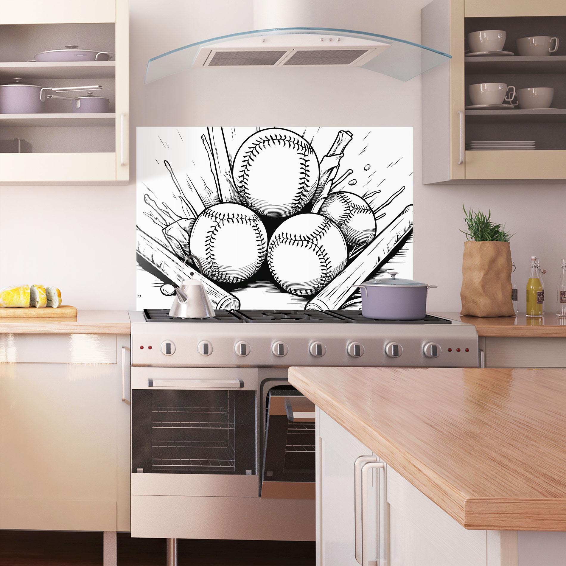 Konyhai üveg hátfal Big Baseball Ball mockup 1