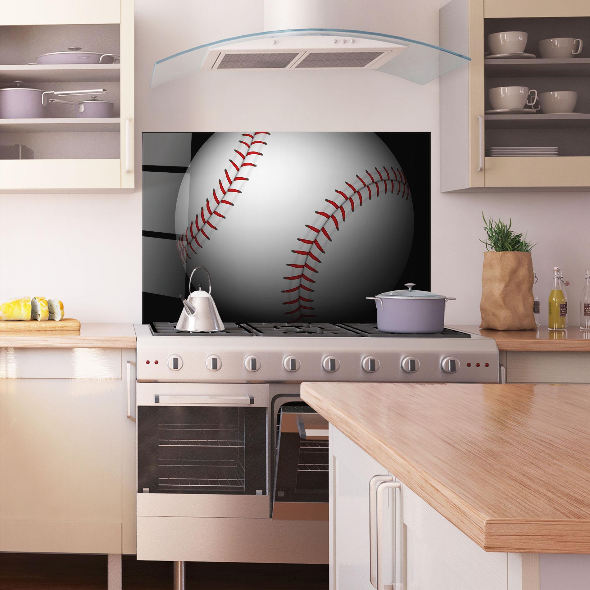 Konyhai üveg hátfal Close Up Baseball mockup 1